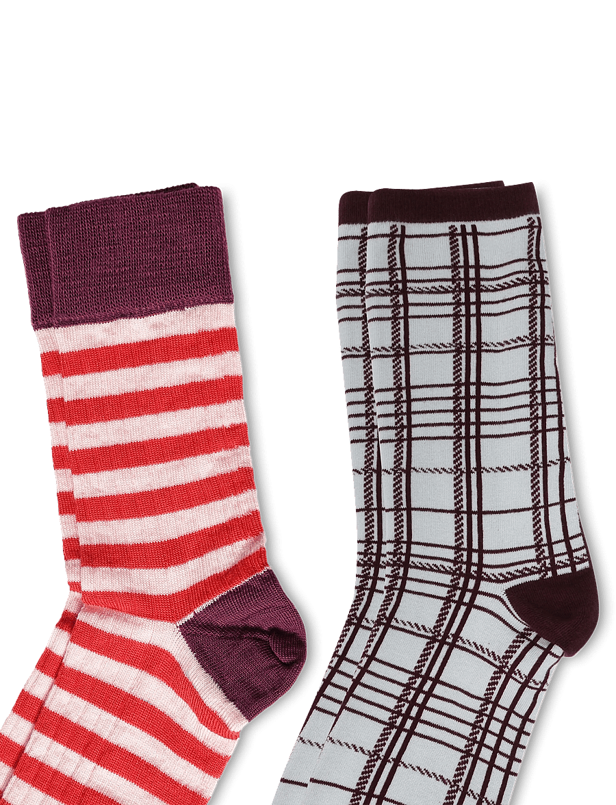 FUB - 2-Pack Classic Striped Socks - strømper - violet,classic red - 2