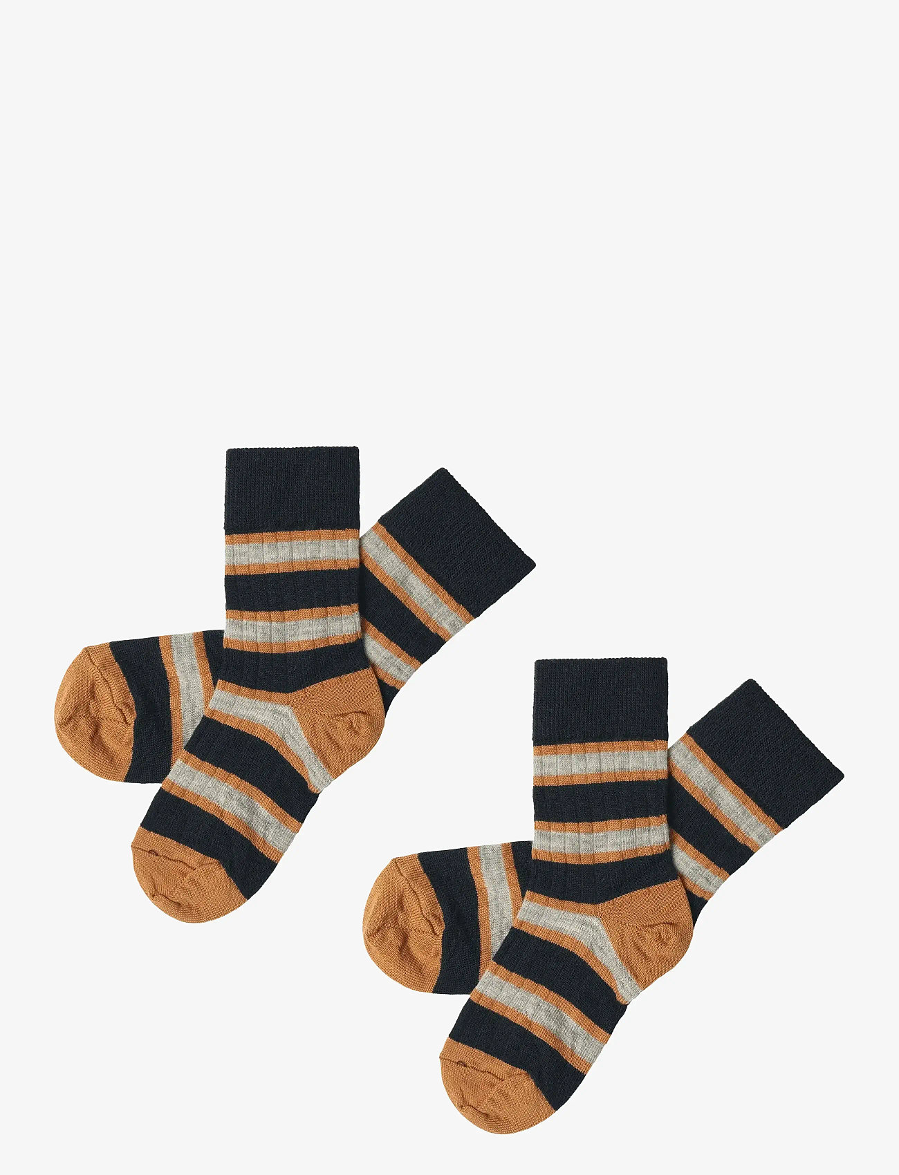 FUB - 2-Pack Two-tone Stripe Socks - efterårstøj - dark navy - 0