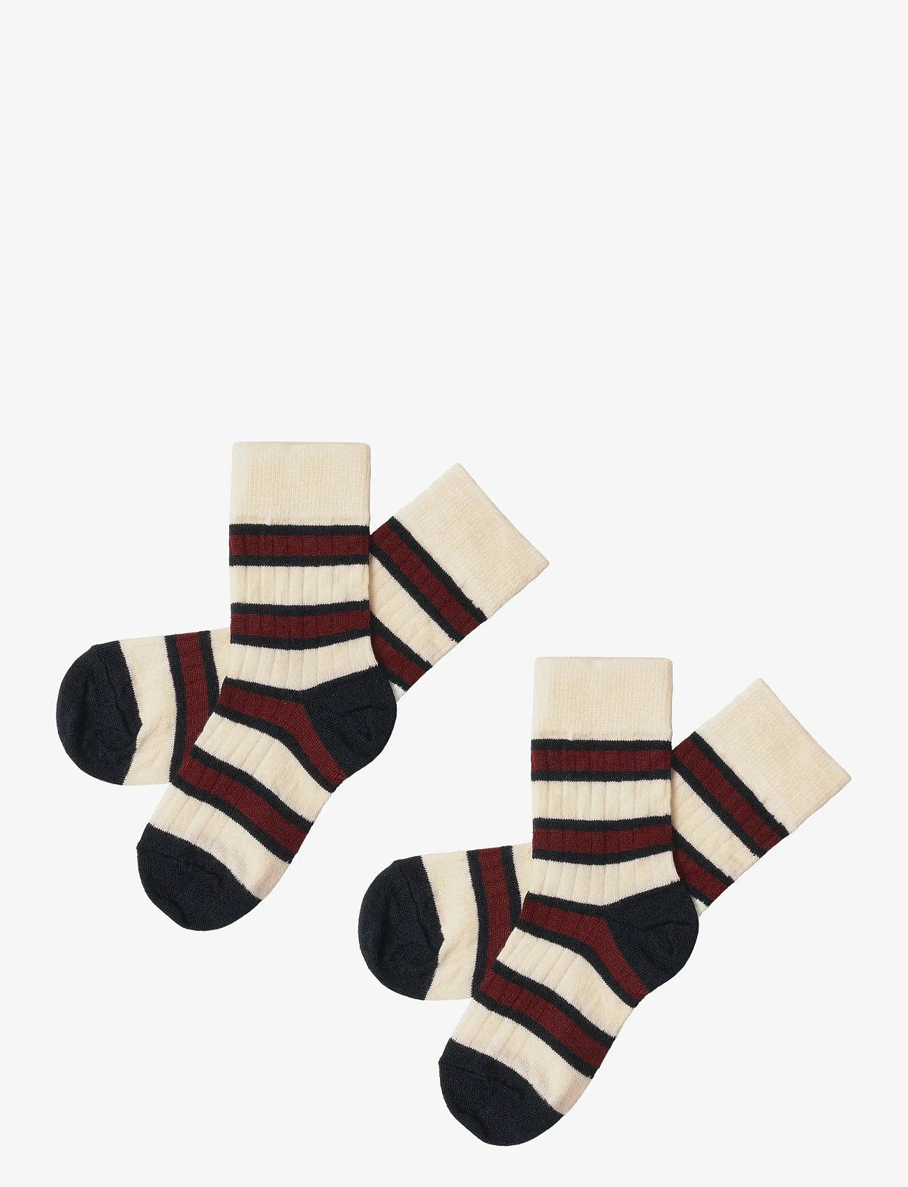 FUB - 2-Pack Two-tone Stripe Socks - strømper - ecru - 0