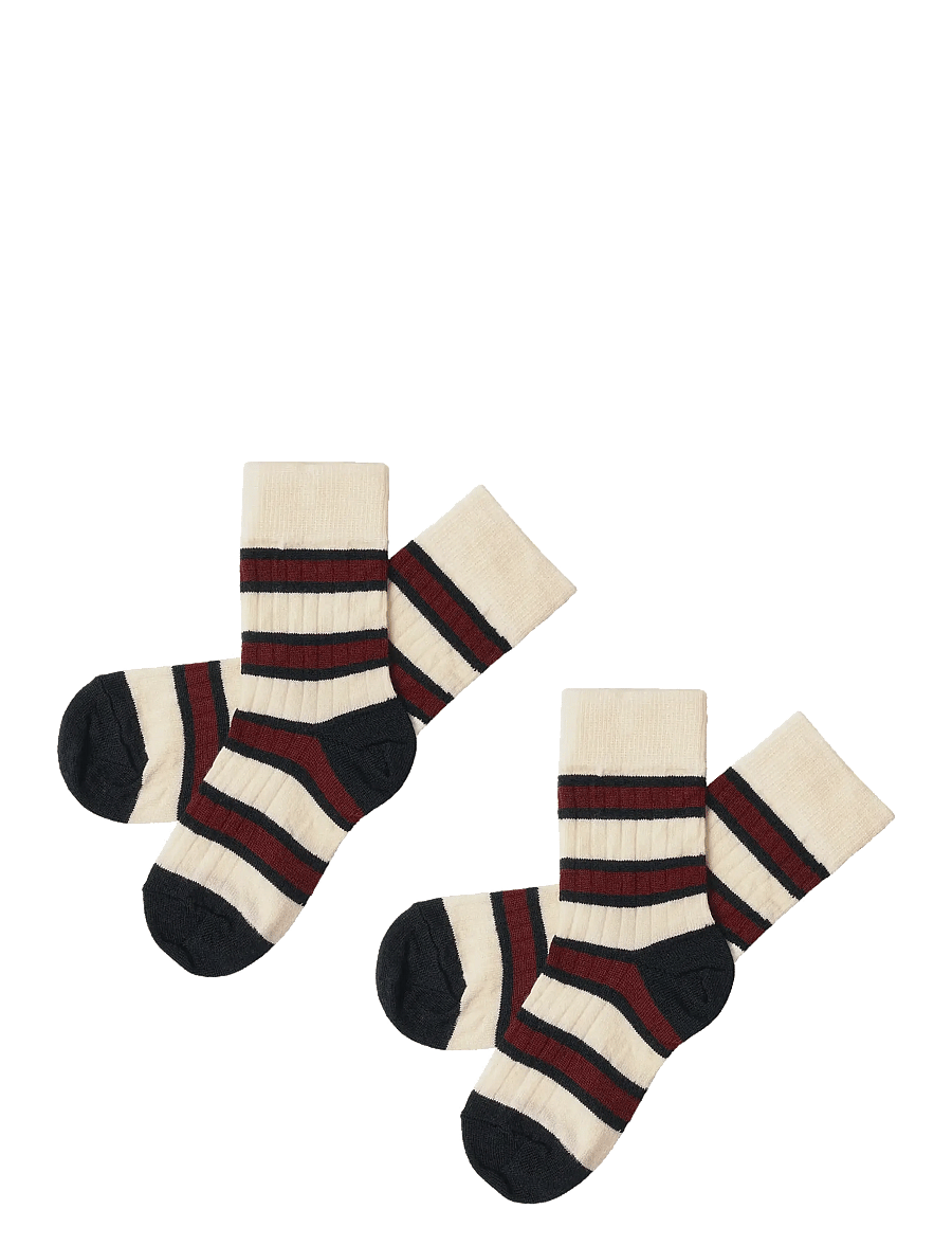 FUB - 2-Pack Two-tone Stripe Socks - sokid - ecru - 0
