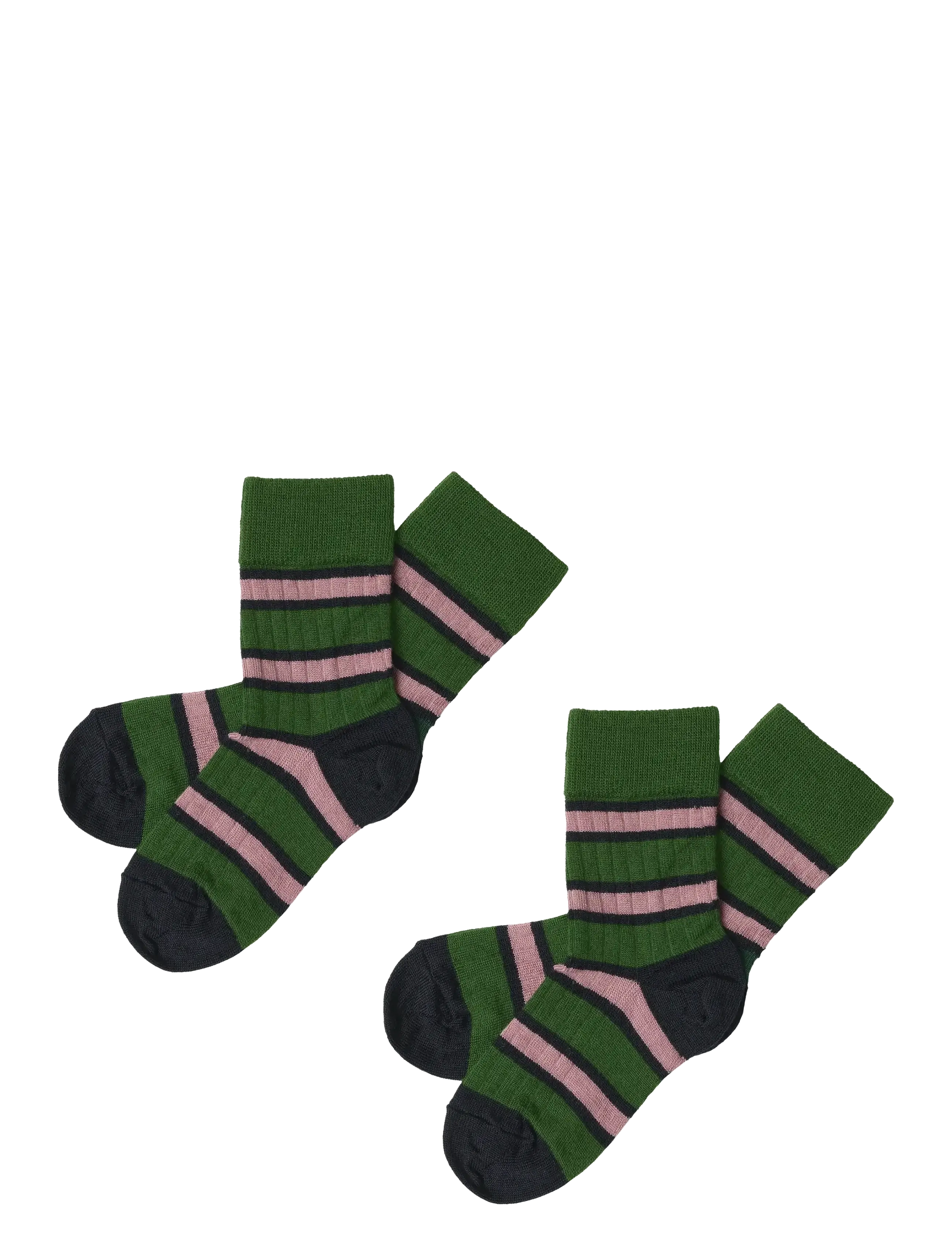 FUB 2-Pack Two-Tone Stripe Socks, 19/21, Socken & Strumpfhosen, Grün - Kinder
