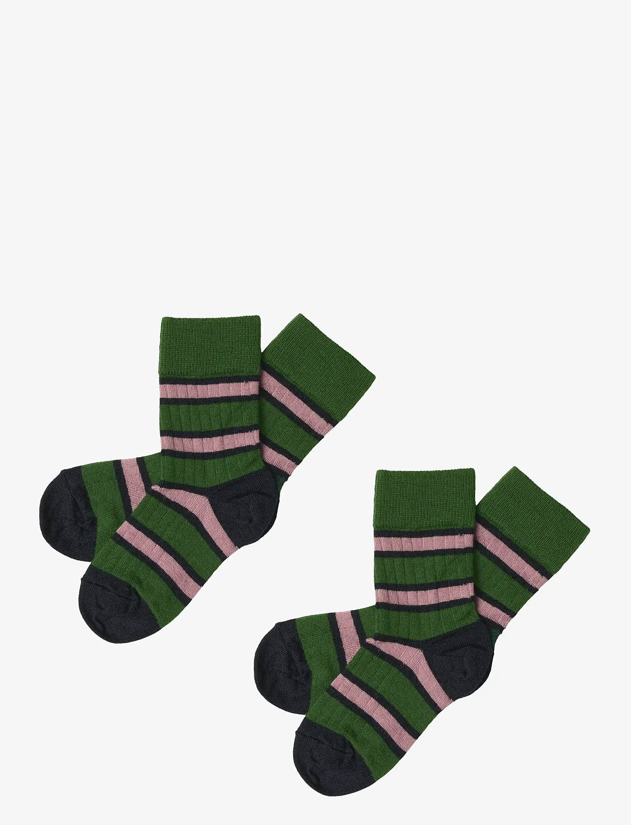 FUB - 2-Pack Two-tone Stripe Socks - autumn clothing - forest - 0