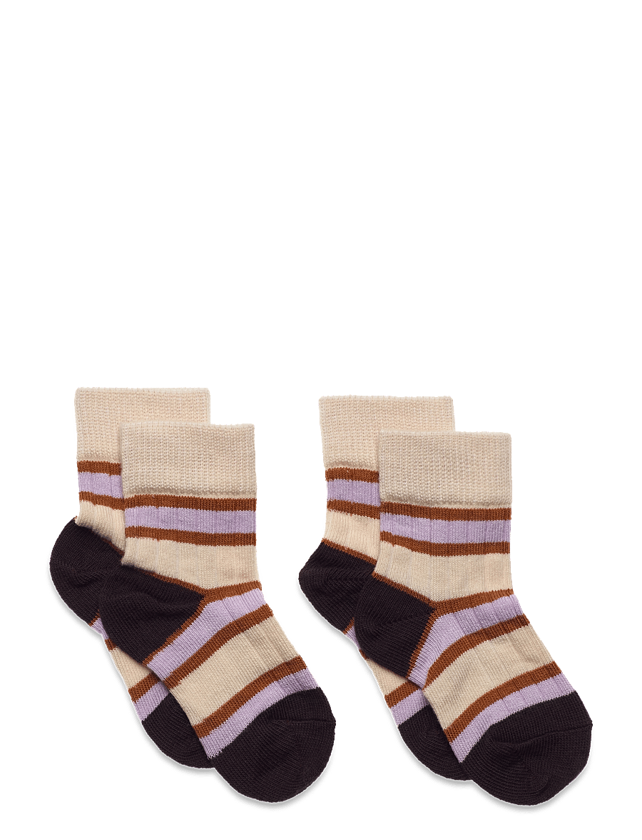 FUB - 2 Pack Two Tone Striped Socks - mulberry/heather - 0