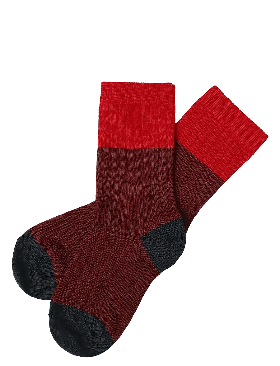 FUB - 2-Pack Colour Block Socks - sokid - cranberry - 0