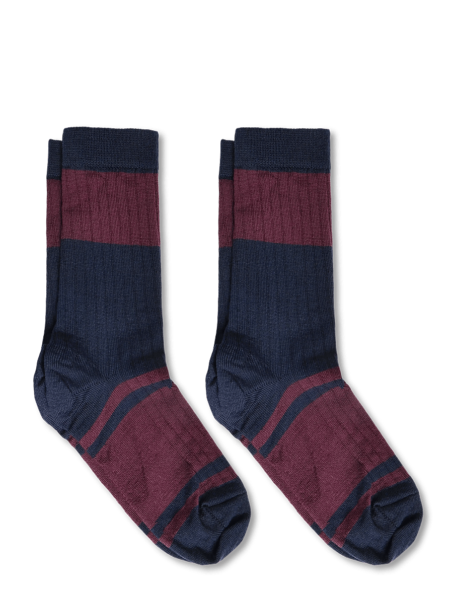 FUB - 2-Pack Colour Block Striped Socks - strømper - violet - 1