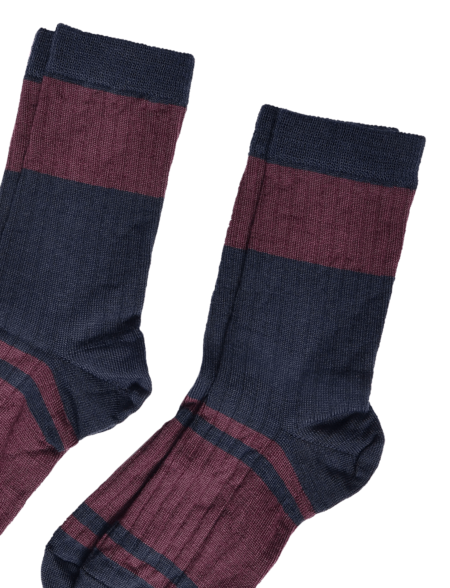 FUB - 2-Pack Colour Block Striped Socks - strømper - violet - 2