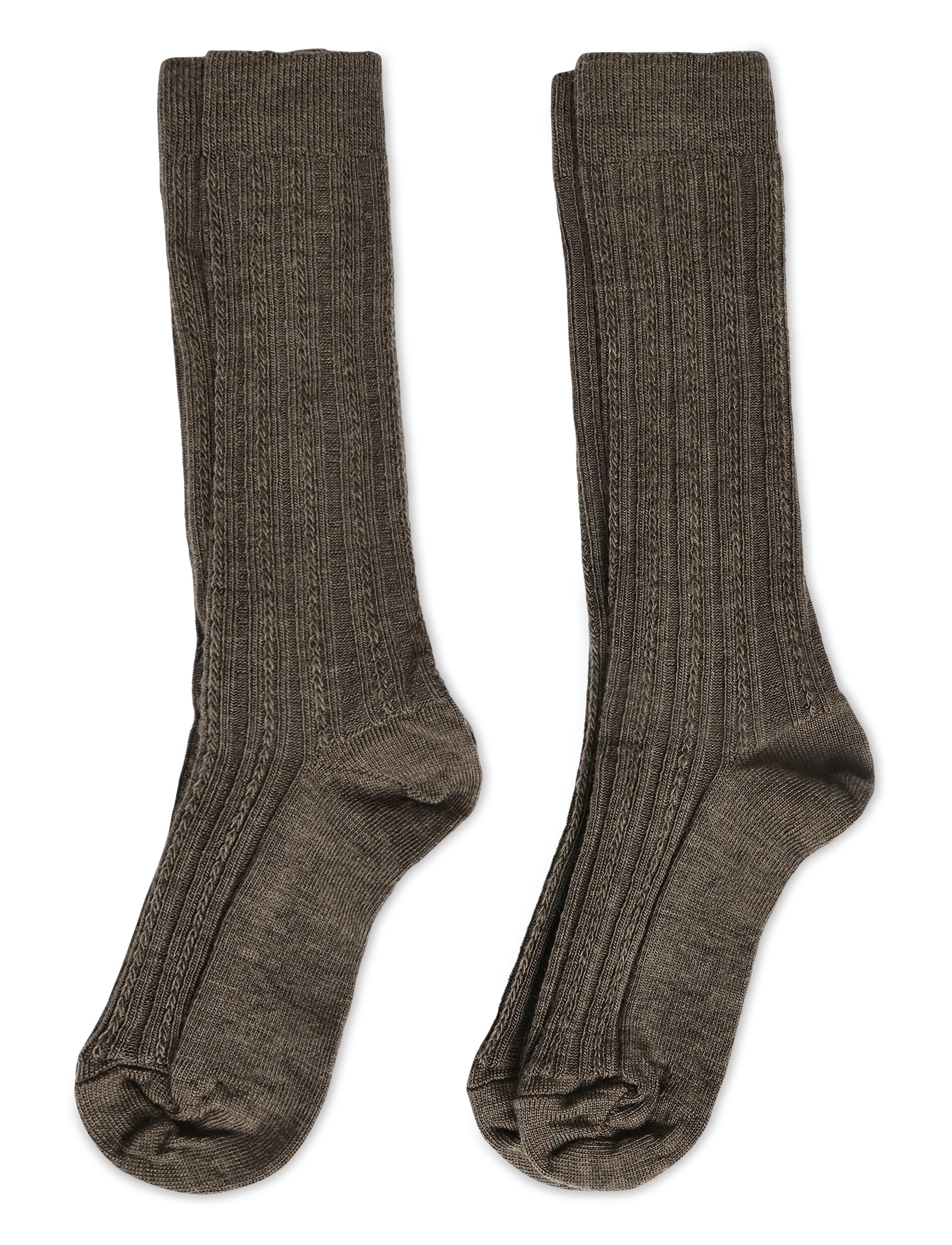 FUB 2-Pack Knee Pointelle Stockings - Winterkollektion - HAZEL MELANGE / brown