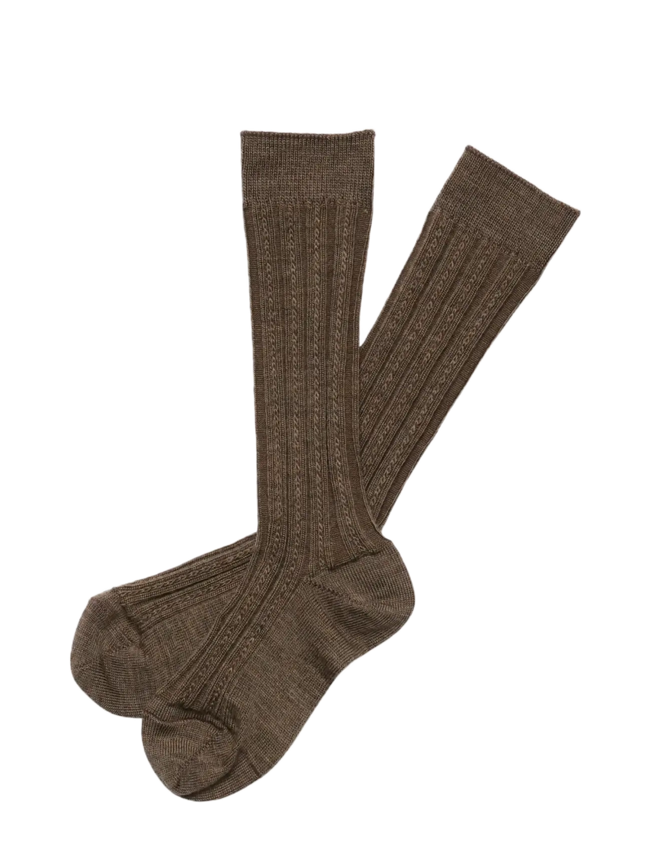FUB 2-Pack Knee Pointelle Stockings - Riided - HAZEL MELANGE / brown