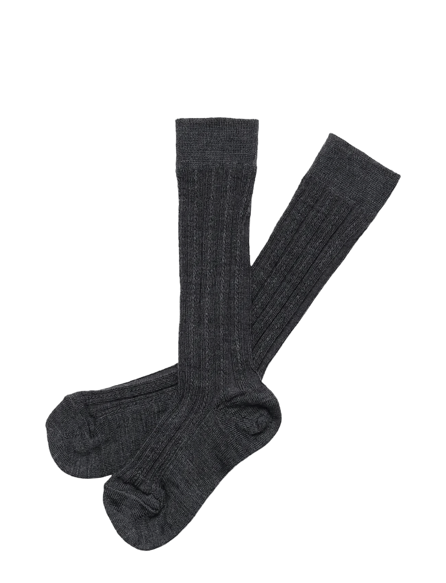 FUB - 2-Pack Knee Pointelle Stockings - sokid - steel melange - 0