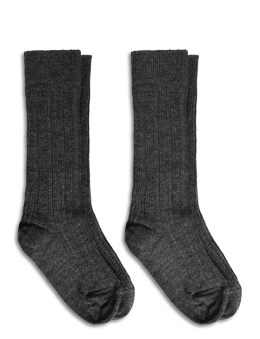 FUB - 2-Pack Knee Pointelle Stockings - strømper - steel melange - 1