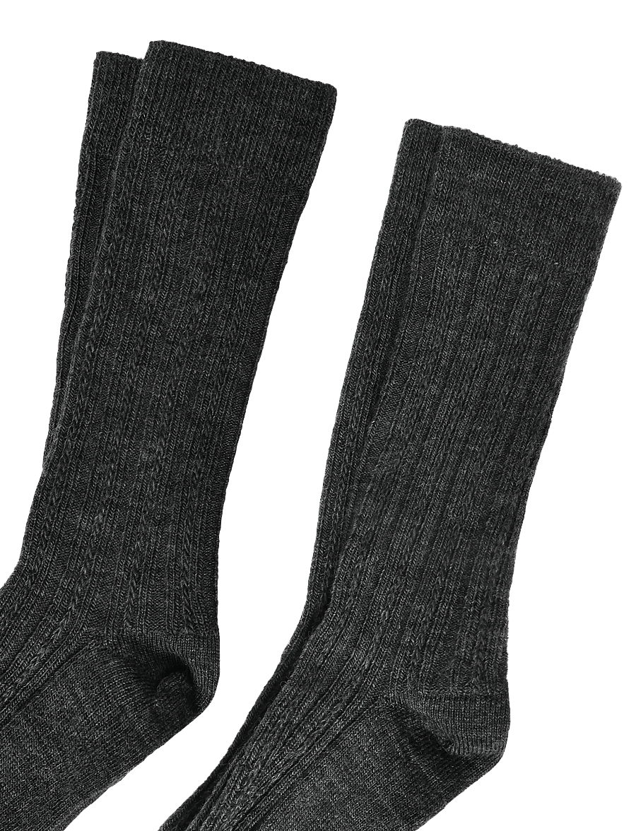 FUB - 2-Pack Knee Pointelle Stockings - strømper - steel melange - 2