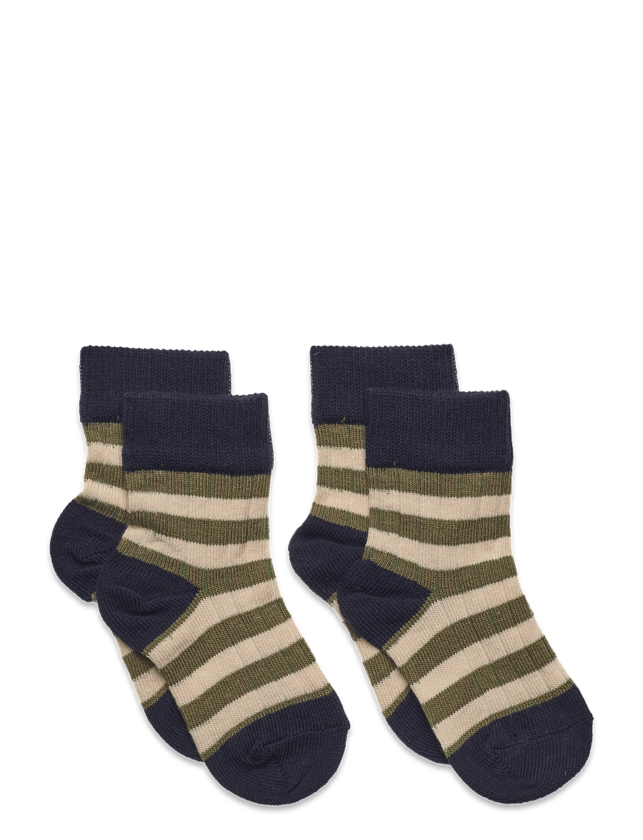 FUB - 2 Pack Classic Striped Socks - dark navy/olive - 0