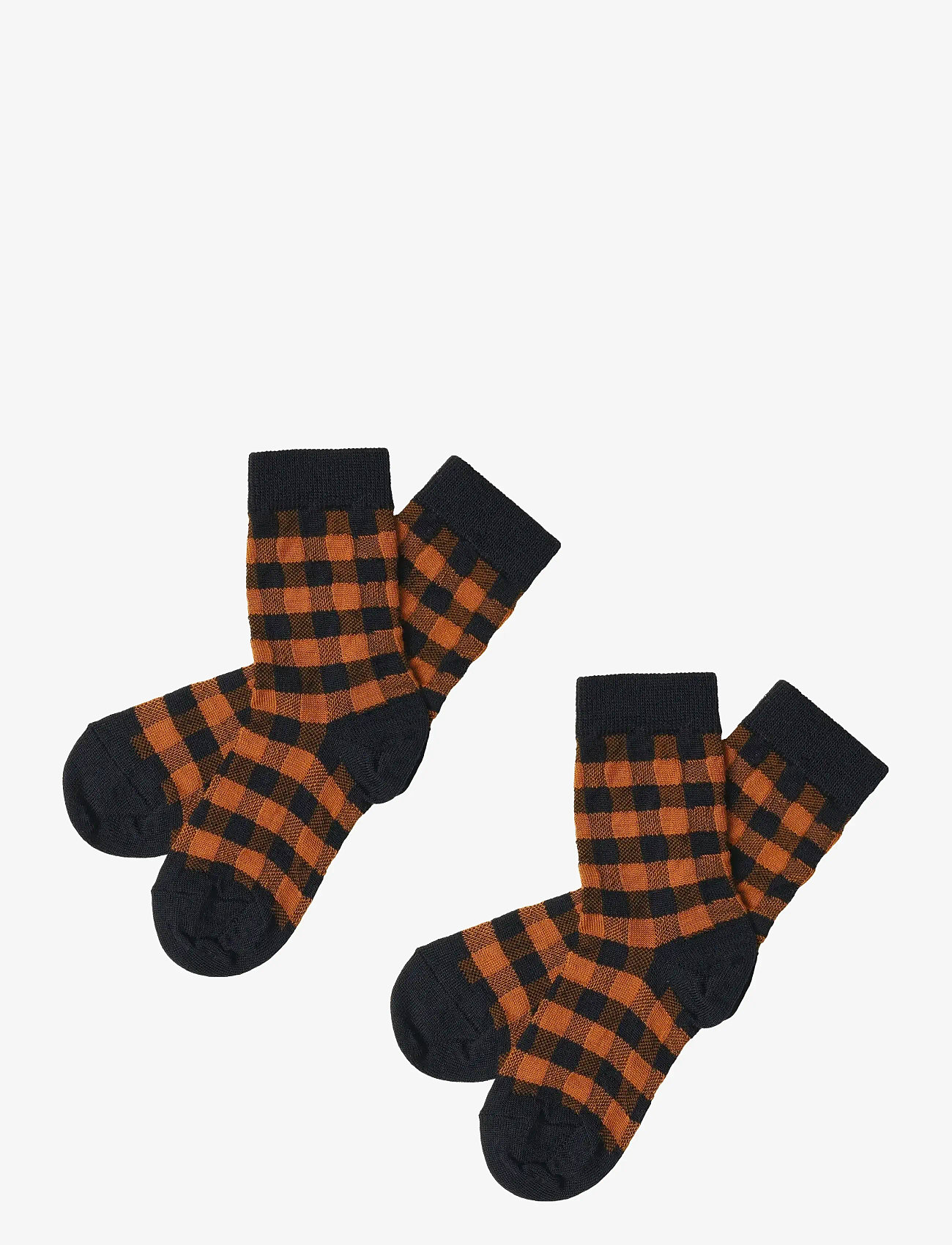 FUB - 2-Pack Check Socks - höstkläder - dark navy/burnt amber - 0