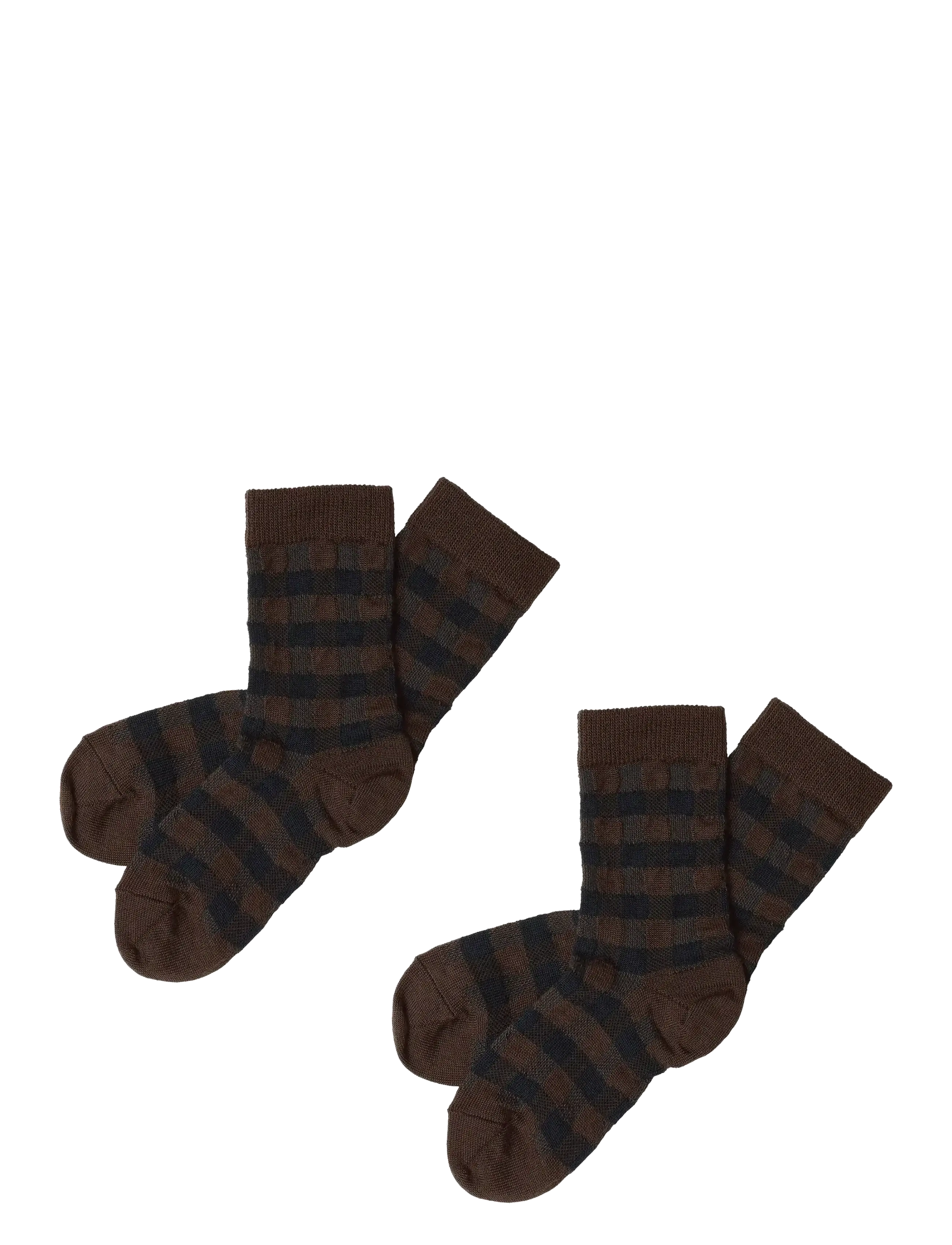 FUB 2-Pack Check Socks, 19/21, Brown, Sokker & Strømpebukser > Sokker, Børn