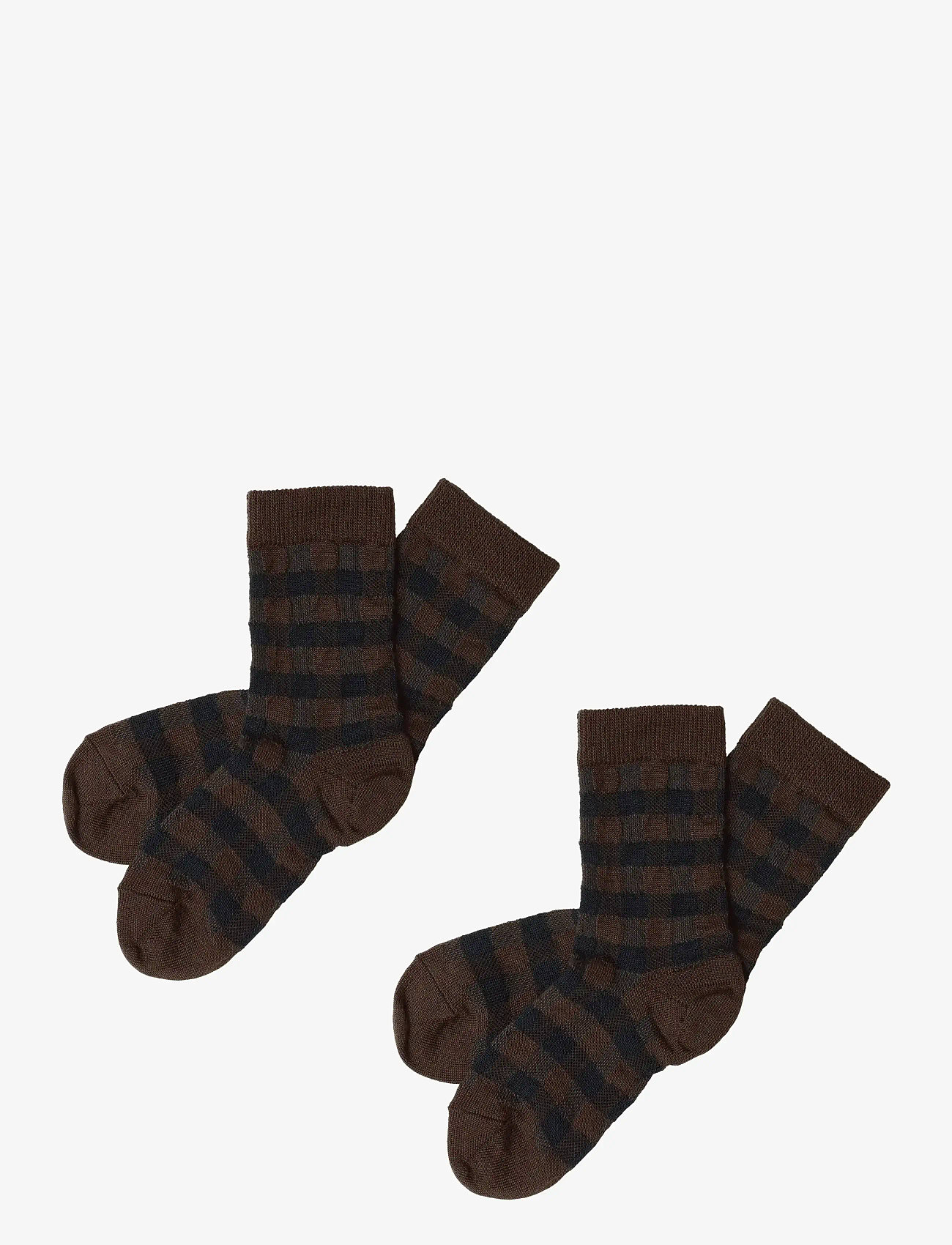 FUB - 2-Pack Check Socks - herbstliche kleidung - mocca/dark navy - 0