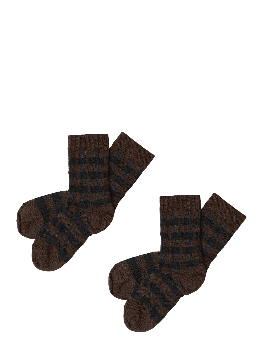 FUB - 2-Pack Check Socks - strümpfe - mocca/dark navy - 0