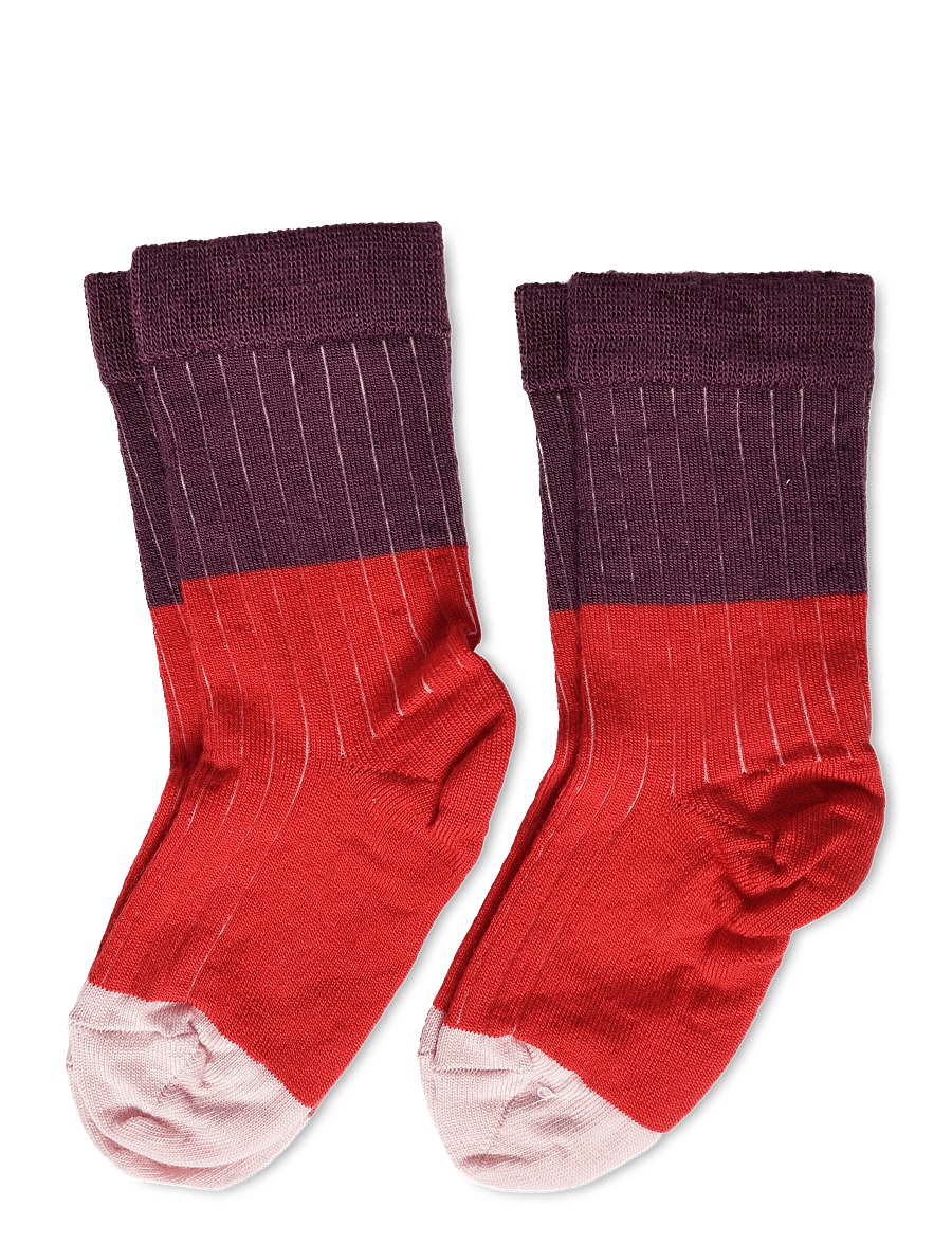 FUB - 2-Pack Contrast Rib Socks - strømper - classic red - 0