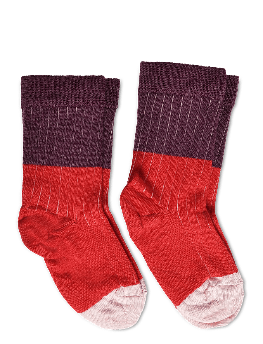 FUB - 2-Pack Contrast Rib Socks - strømper - classic red - 1