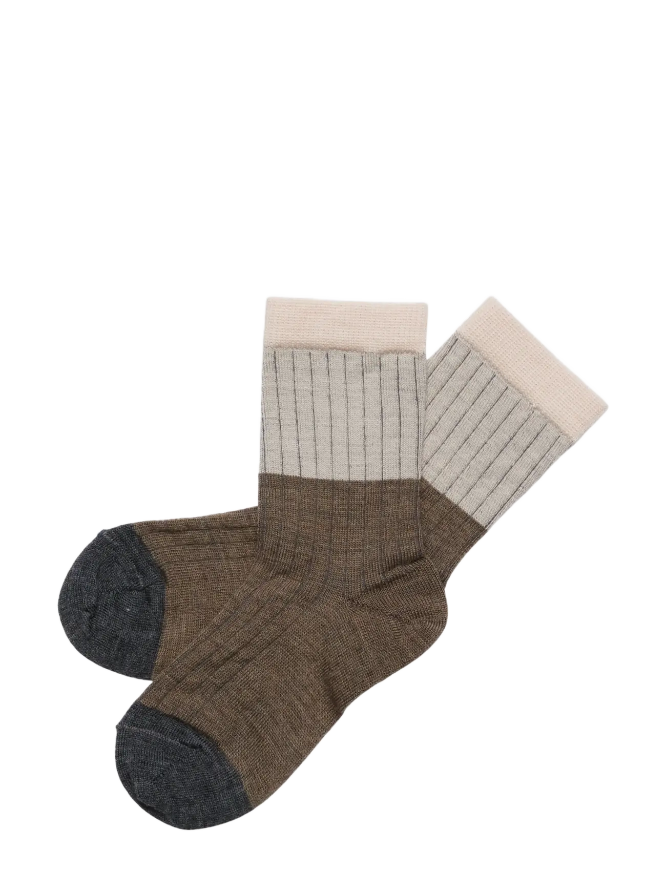FUB 2-Pack Contrast Rib Socks - Sokid ja sukkpüksid - HAZEL MELANGE / brown