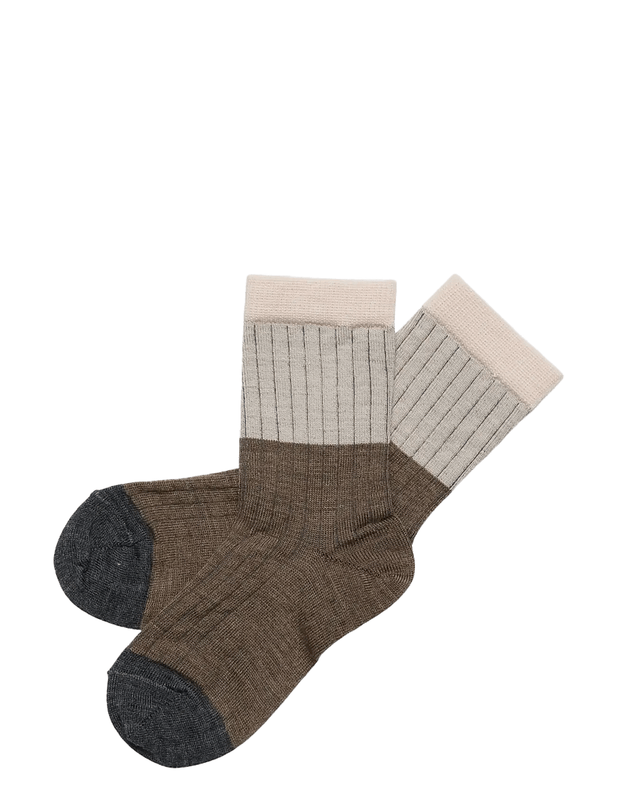 FUB - 2-Pack Contrast Rib Socks - hazel melange - 0