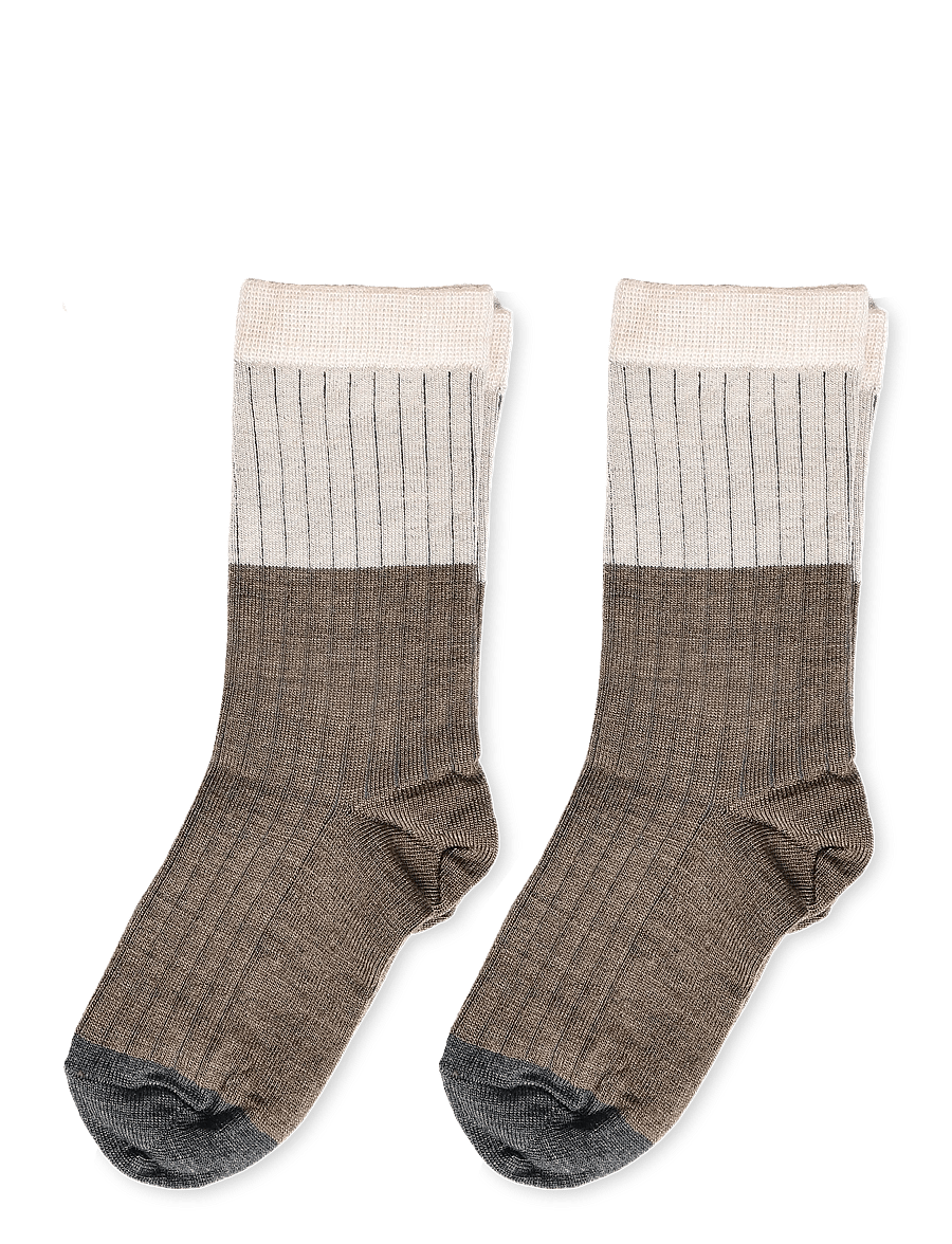 FUB - 2-Pack Contrast Rib Socks - strømper - hazel melange - 0