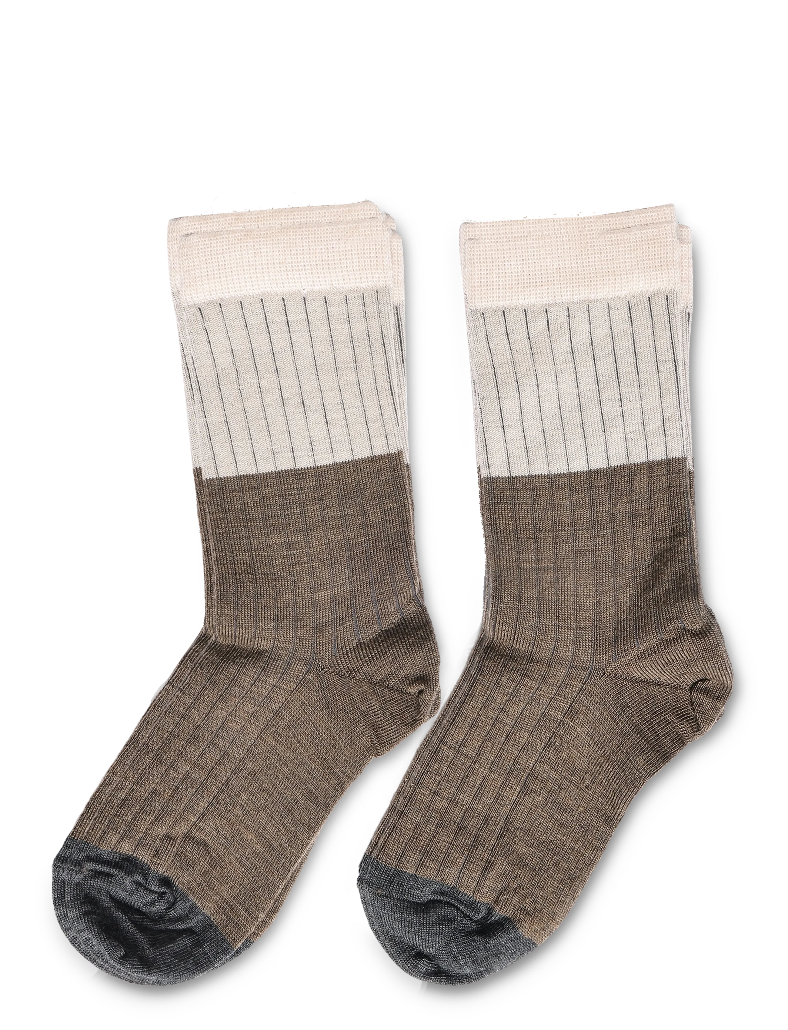 FUB - 2-Pack Contrast Rib Socks - socks - hazel melange - 1