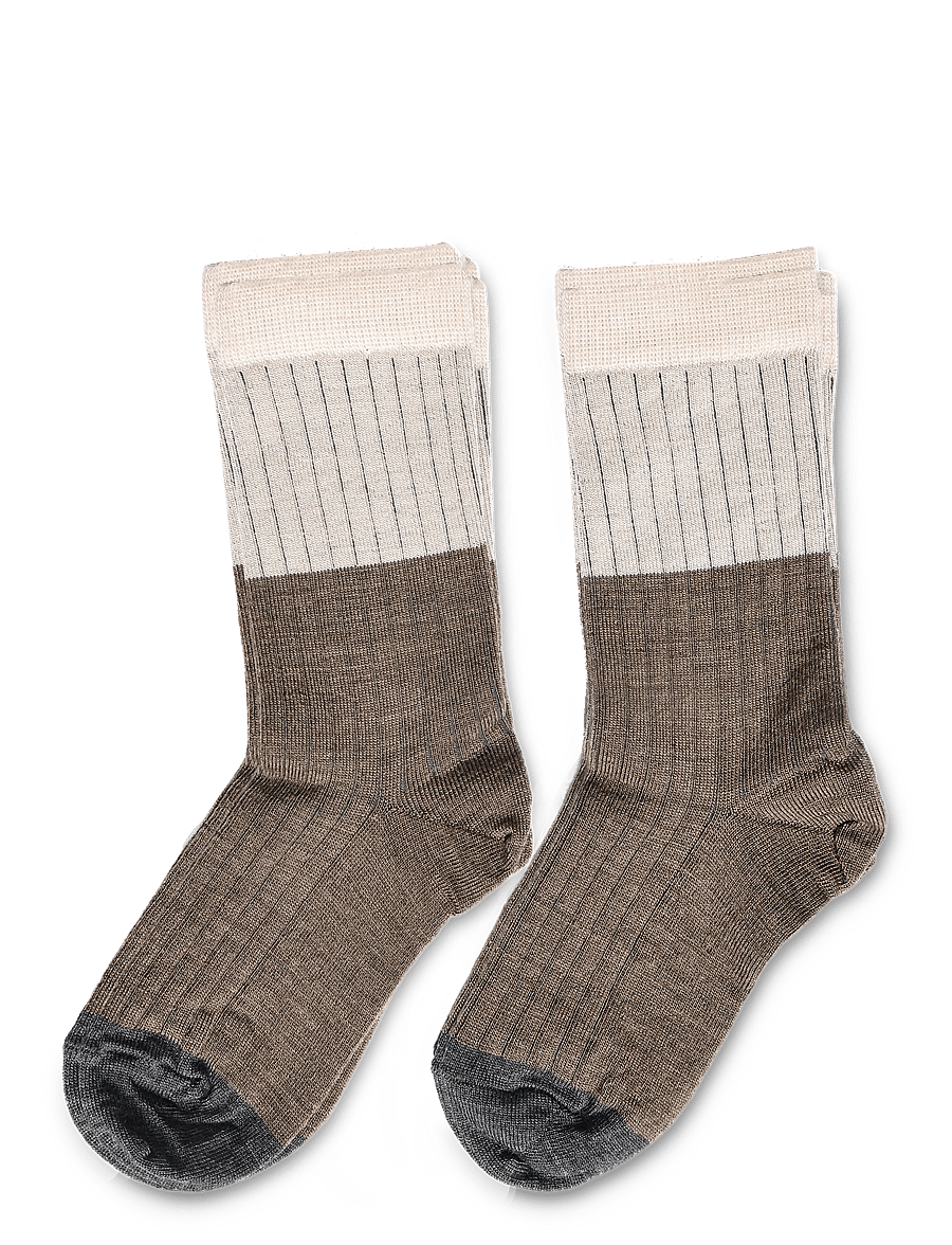 FUB - 2-Pack Contrast Rib Socks - strømper - hazel melange - 1