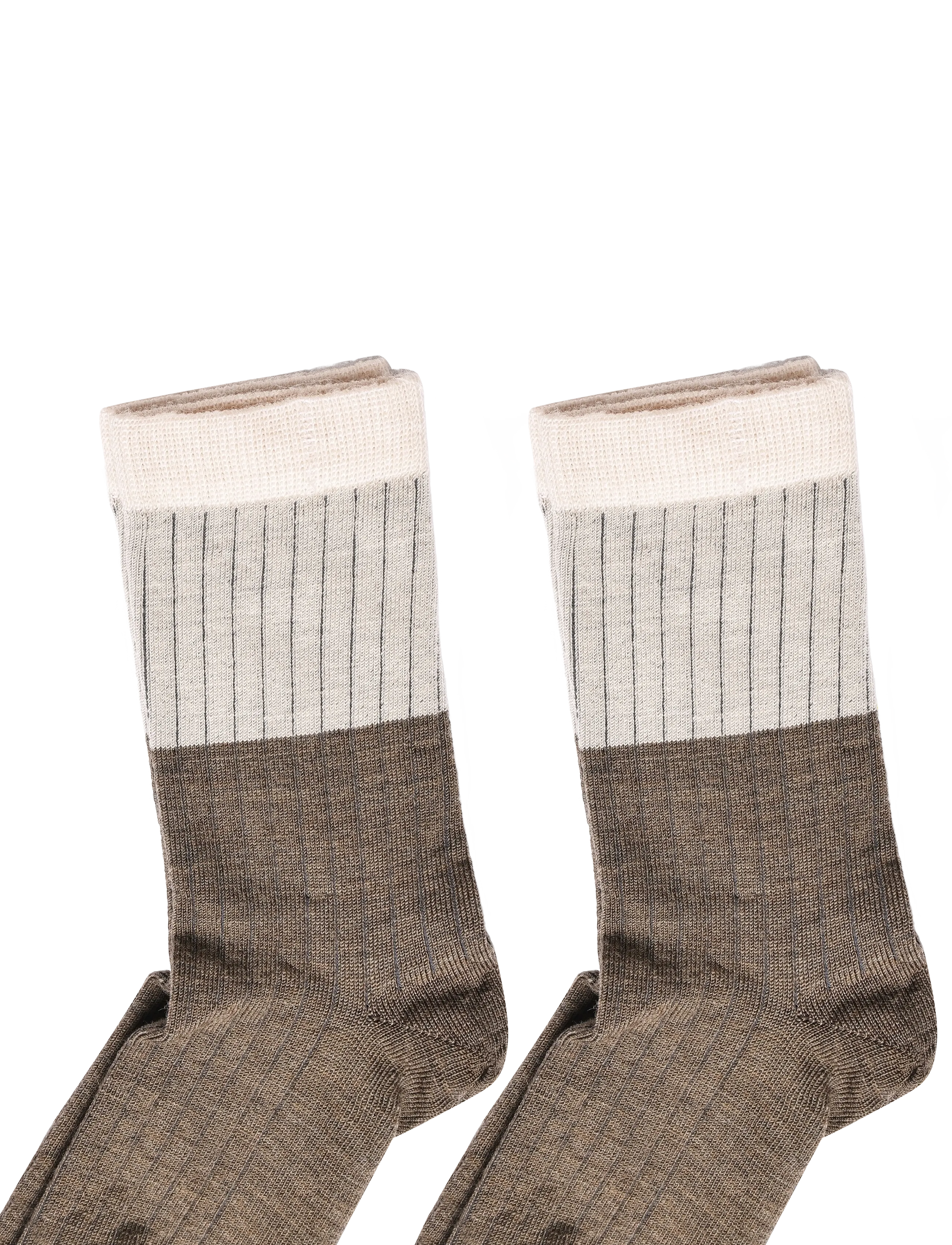 FUB - 2-Pack Contrast Rib Socks - socks - hazel melange - 2