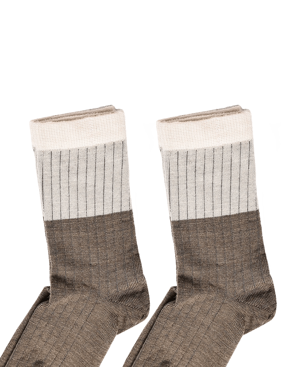 FUB - 2-Pack Contrast Rib Socks - strømper - hazel melange - 2