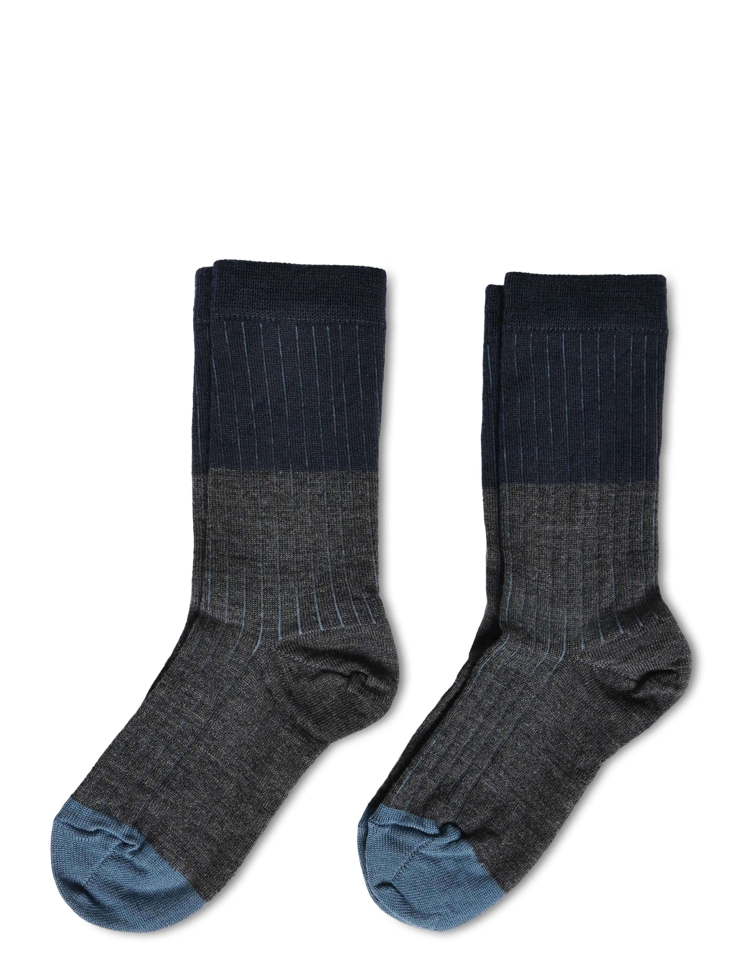 FUB 2-Pack Contrast Rib Socks - Winter Collection - STEEL MELANGE / grey
