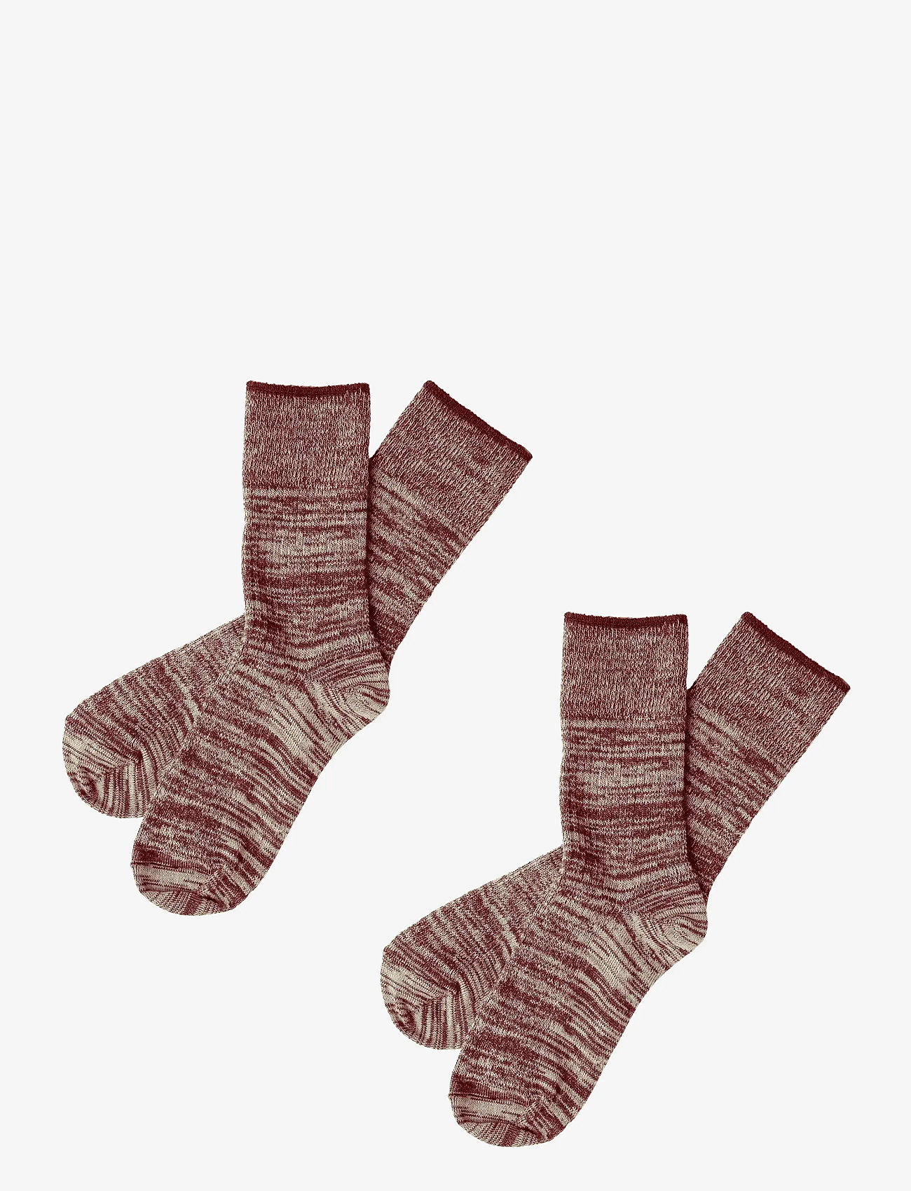 FUB - 2-Pack Melange Socks - herbstliche kleidung - cranberry/ecru - 0