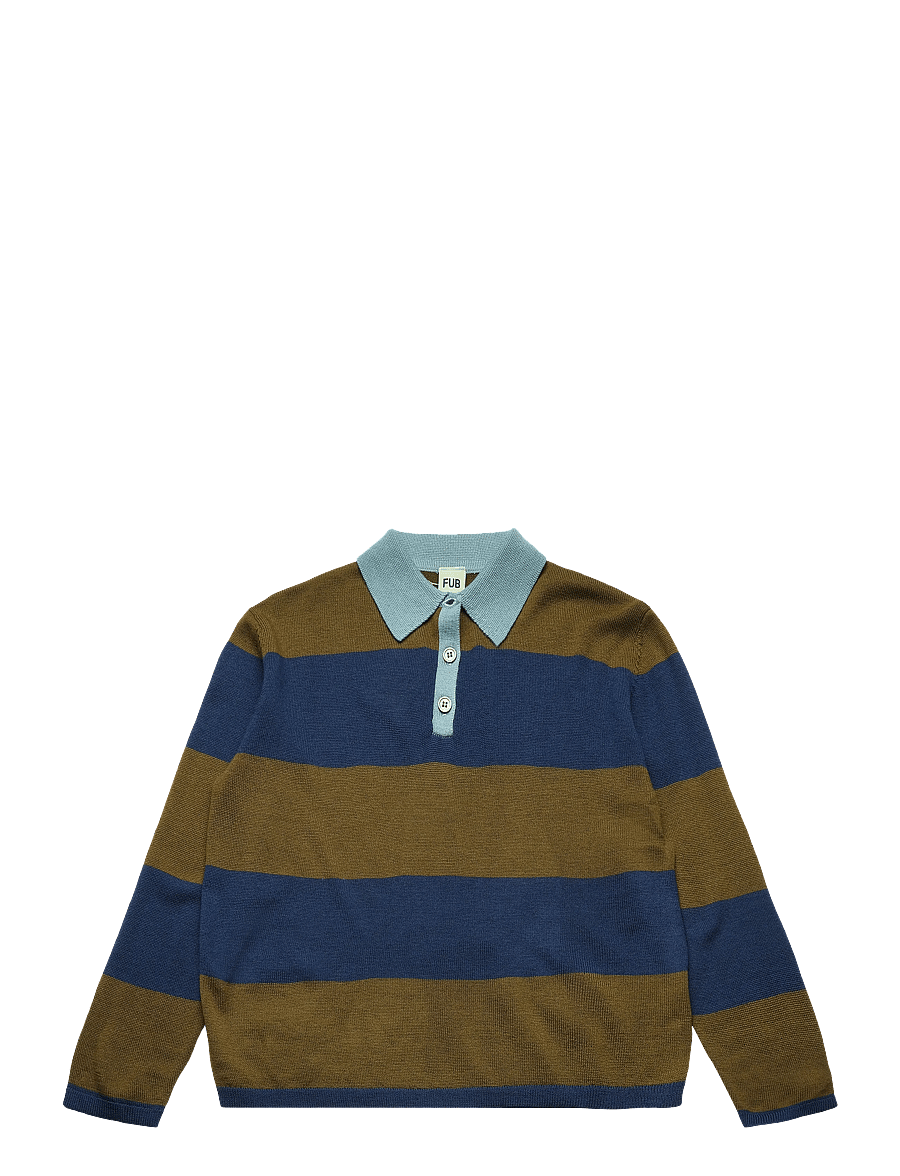 FUB - Striped Polo - langärmelig poloshirt - deep indigo/moss - 0