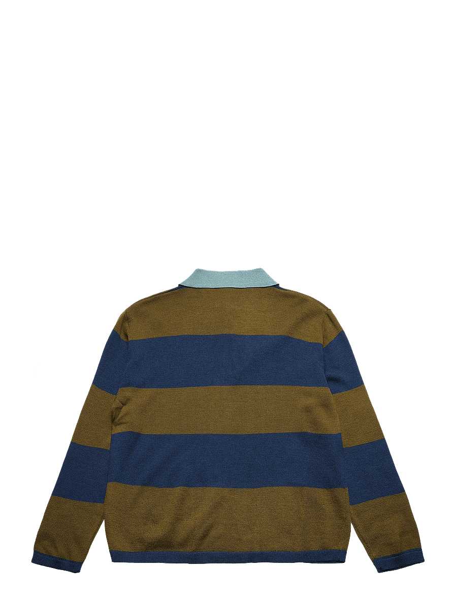 FUB - Striped Polo - langärmelig poloshirt - deep indigo/moss - 1