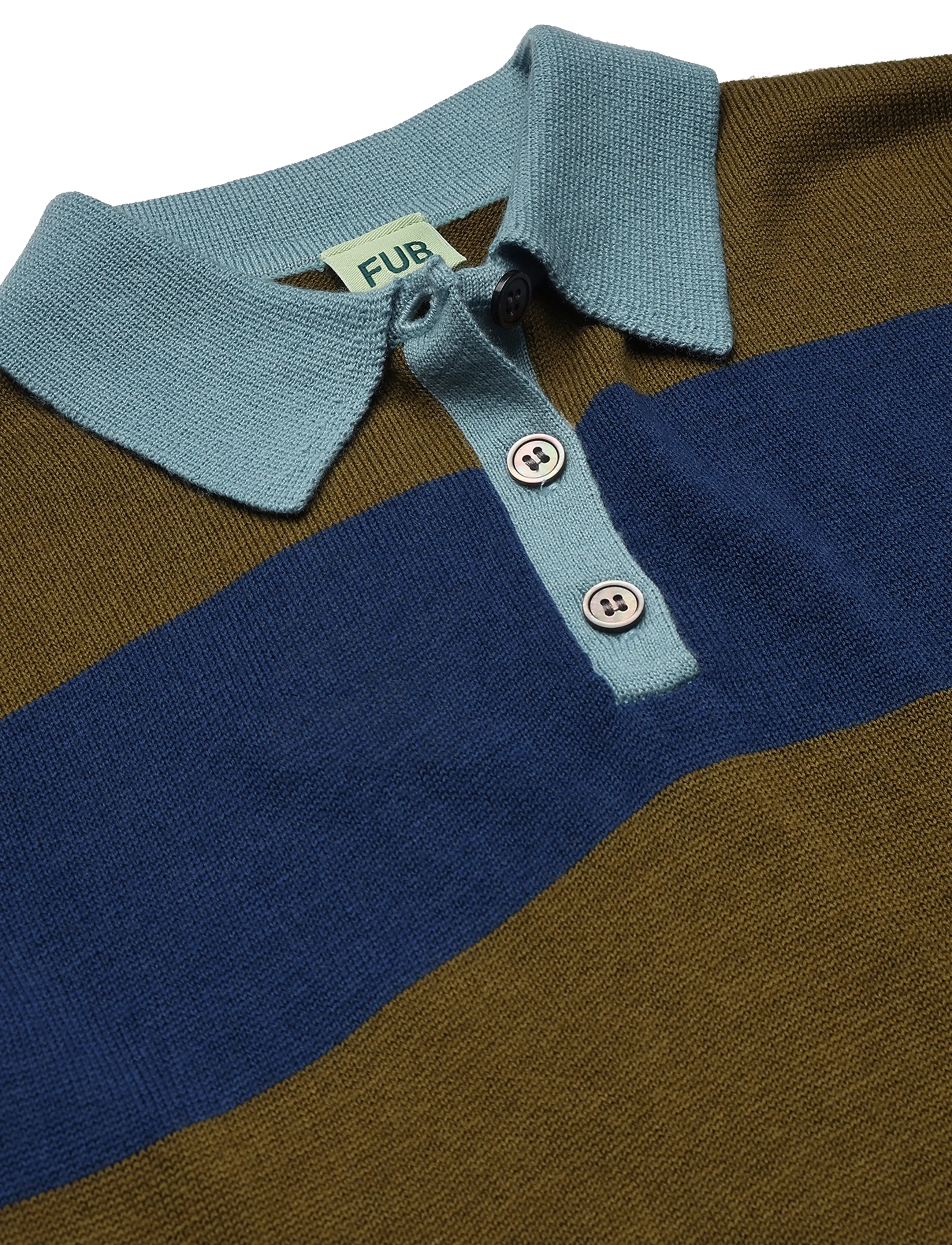 FUB - Striped Polo - langärmelig poloshirt - deep indigo/moss - 2