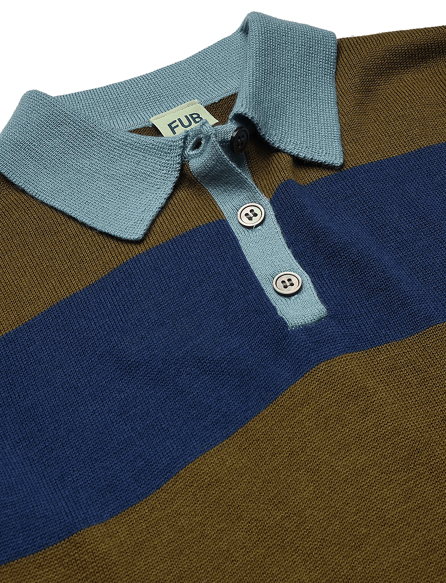 FUB - Striped Polo - langärmelig poloshirt - deep indigo/moss - 2