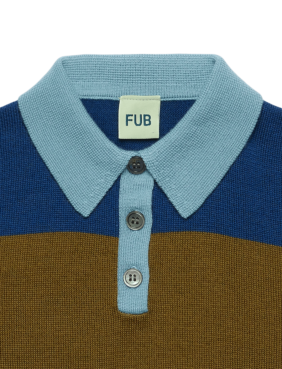FUB - Striped Polo - deep indigo/moss - 1