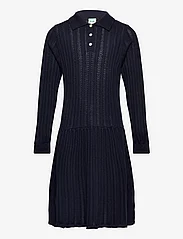 FUB - Pointelle Dress - laisvalaikio suknelės ilgomis rankovėmis - dark navy - 0