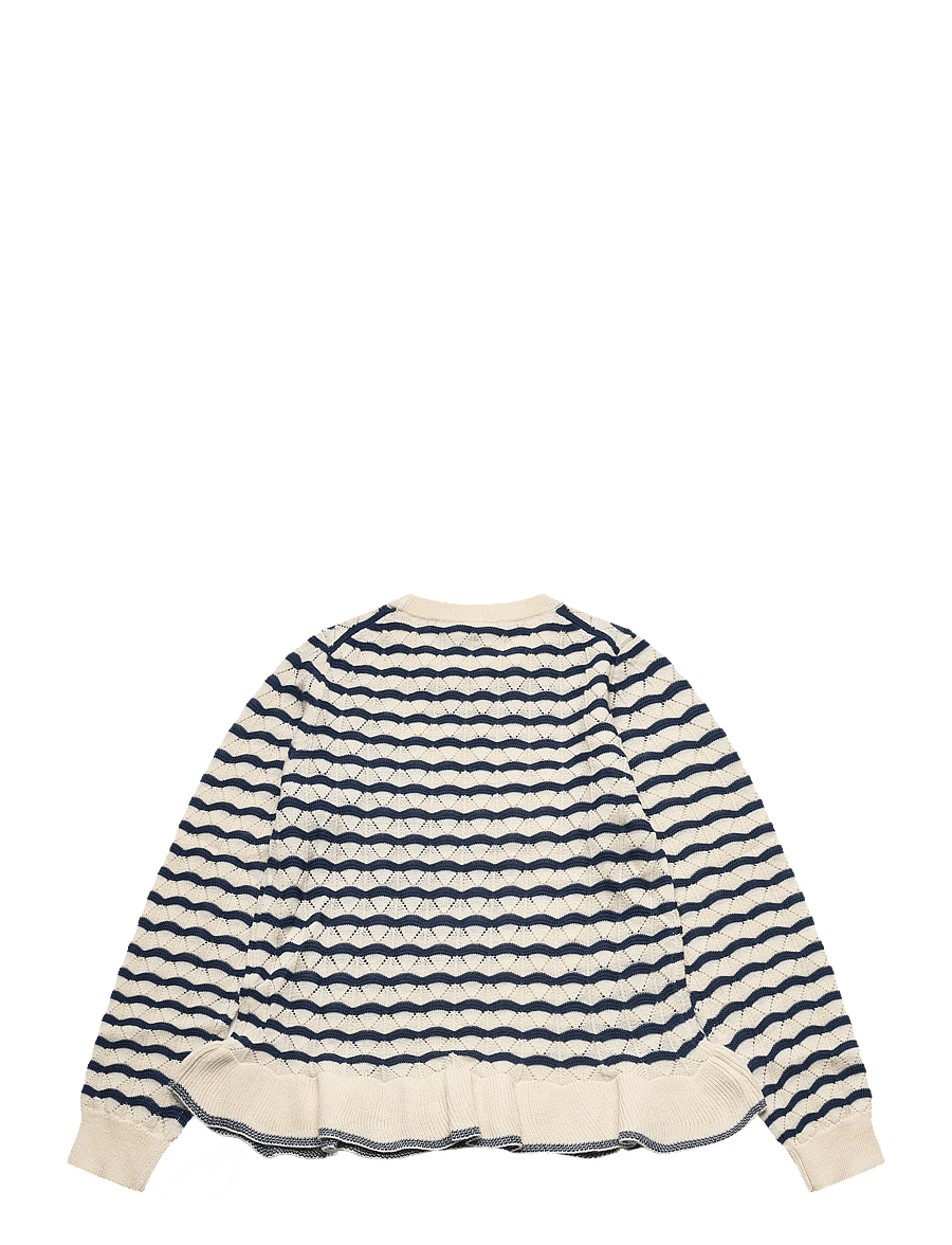 FUB - Pointelle Tee - trøjer - ecru/deep indigo - 1