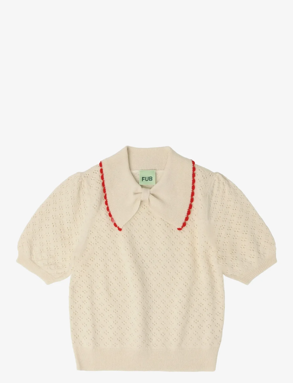 FUB - Pointelle Polo - short-sleeved polos - ecru - 0