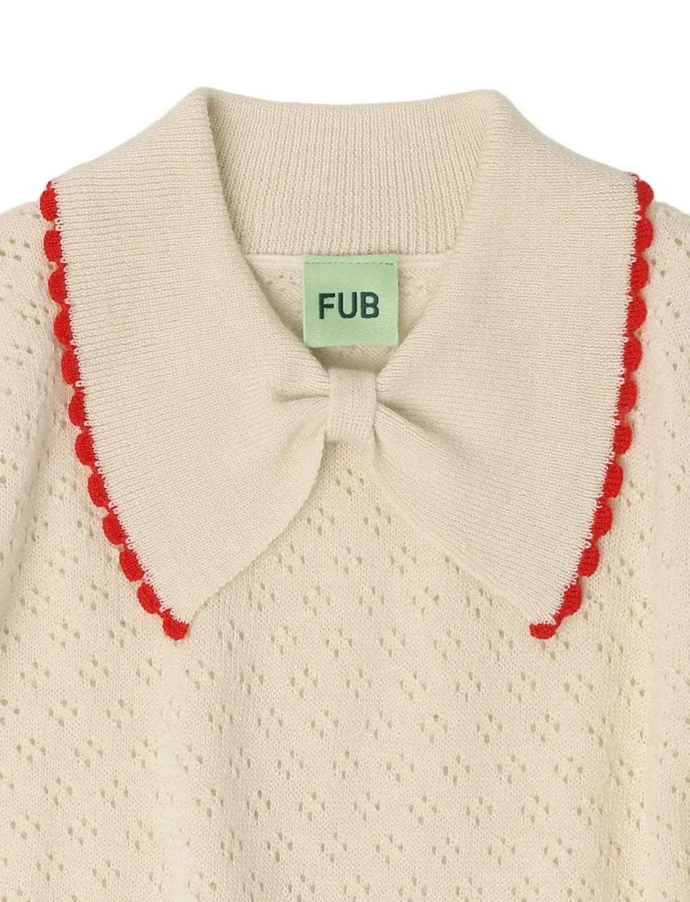 FUB - Pointelle Polo - short-sleeved polos - ecru - 1