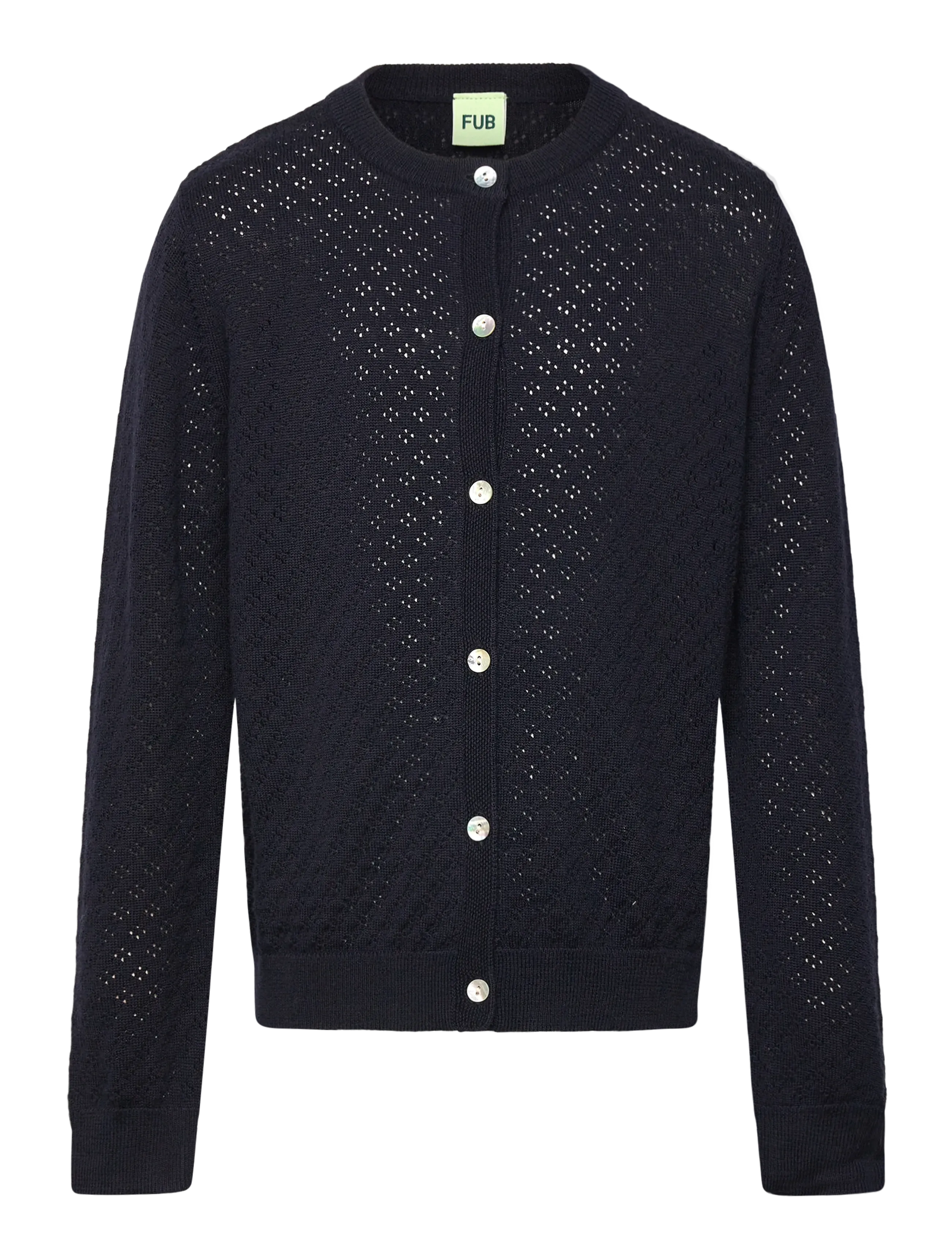 FUB Pointelle Cardigan Navy - 110 - Kinder