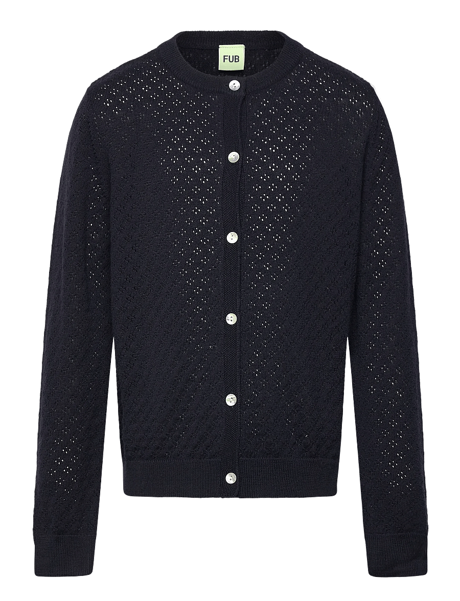 FUB - Pointelle Cardigan - susegamieji megztiniai - dark navy - 0