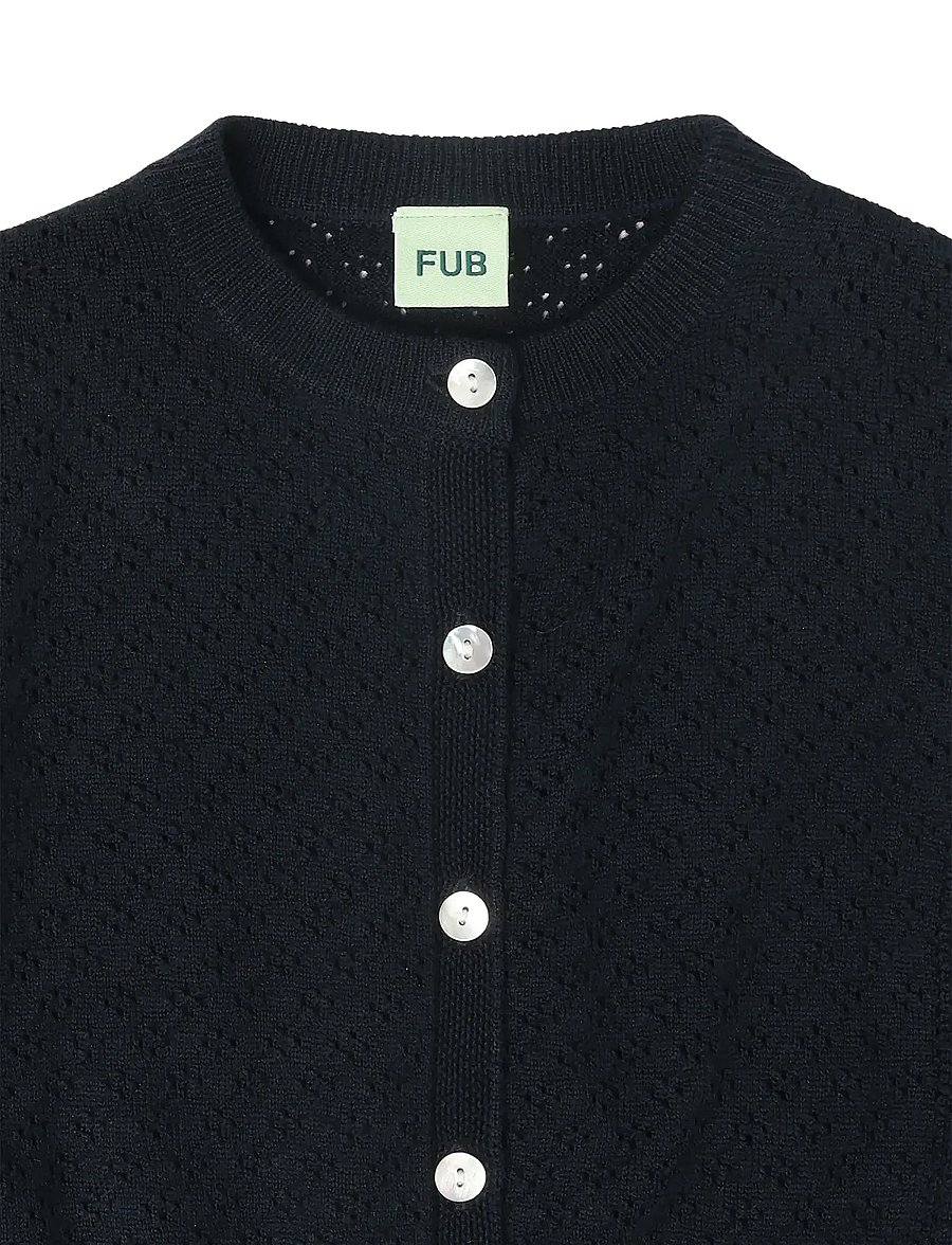 FUB - Pointelle Cardigan - susegamieji megztiniai - dark navy - 2