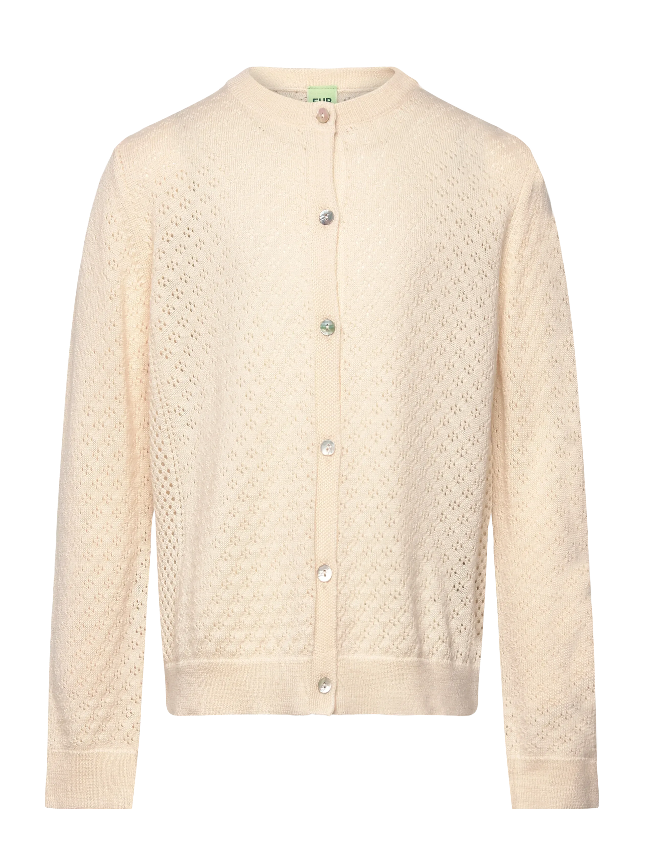 FUB Pointelle Cardigan, 100, Cream, Strik > Cardigans, Børn