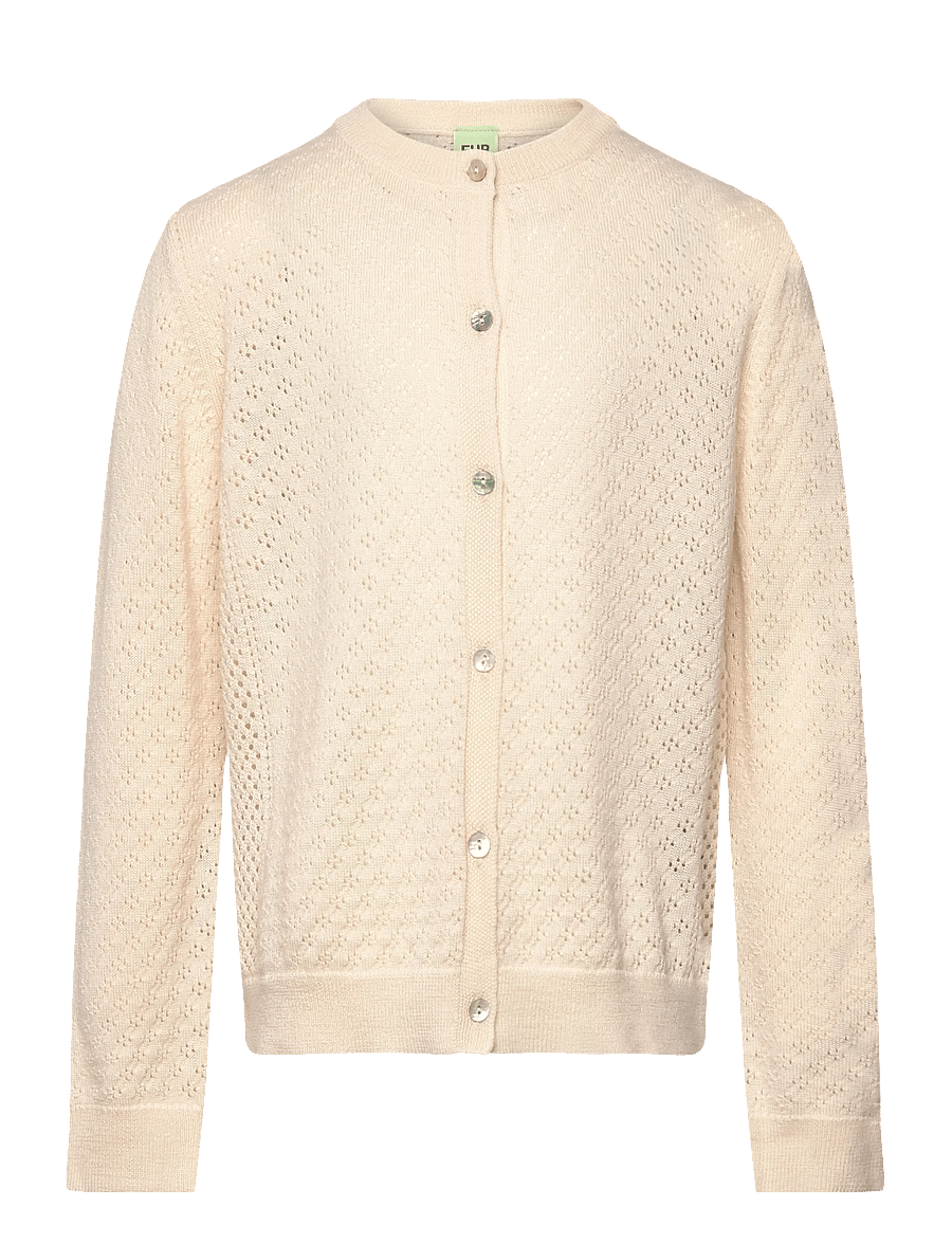FUB - Pointelle Cardigan - cardigans - ecru - 0