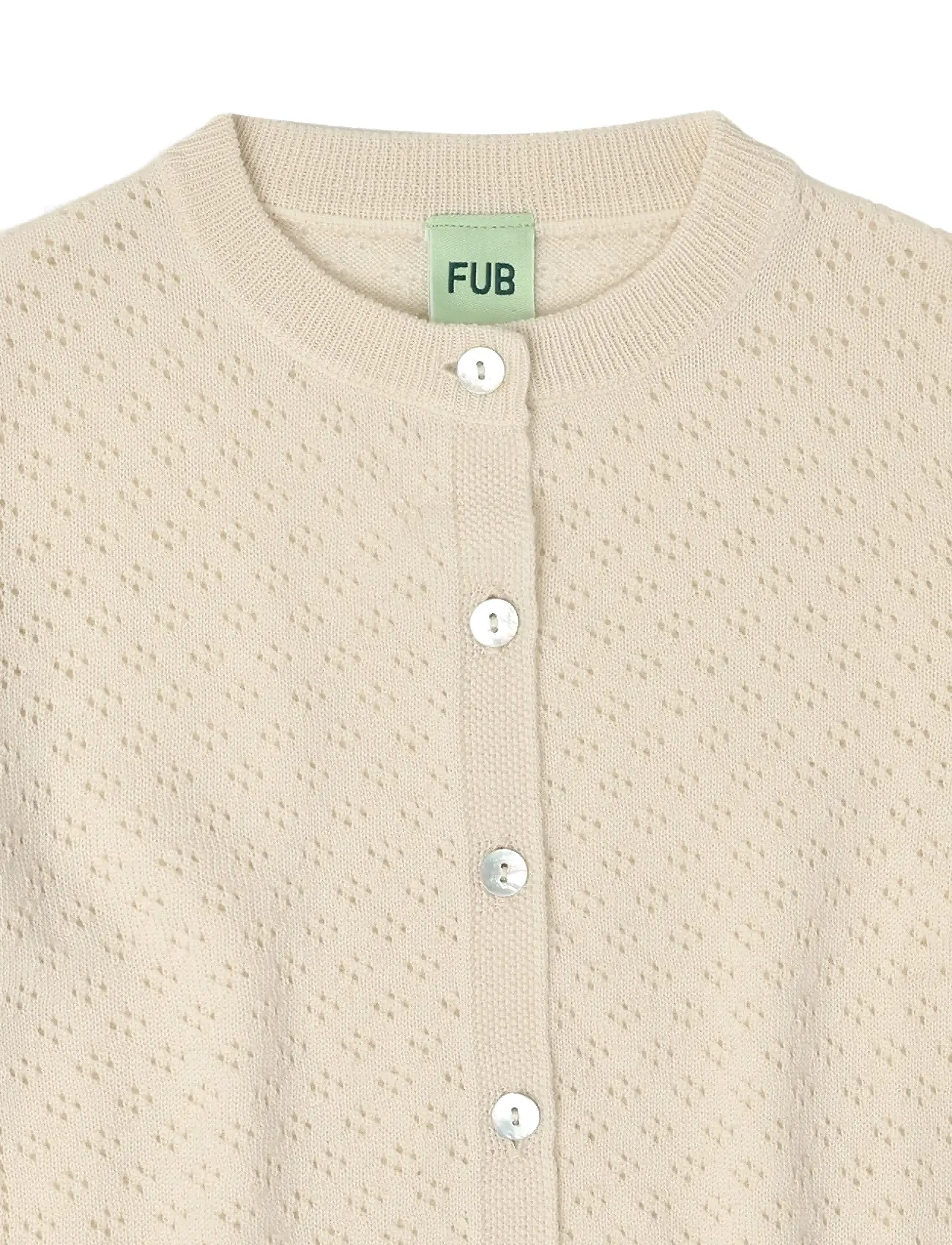 FUB - Pointelle Cardigan - cardigans - ecru - 2