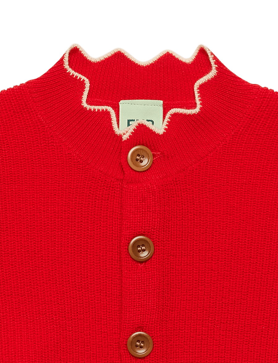 FUB - Rib Cardigan - cardigans - classic red - 1