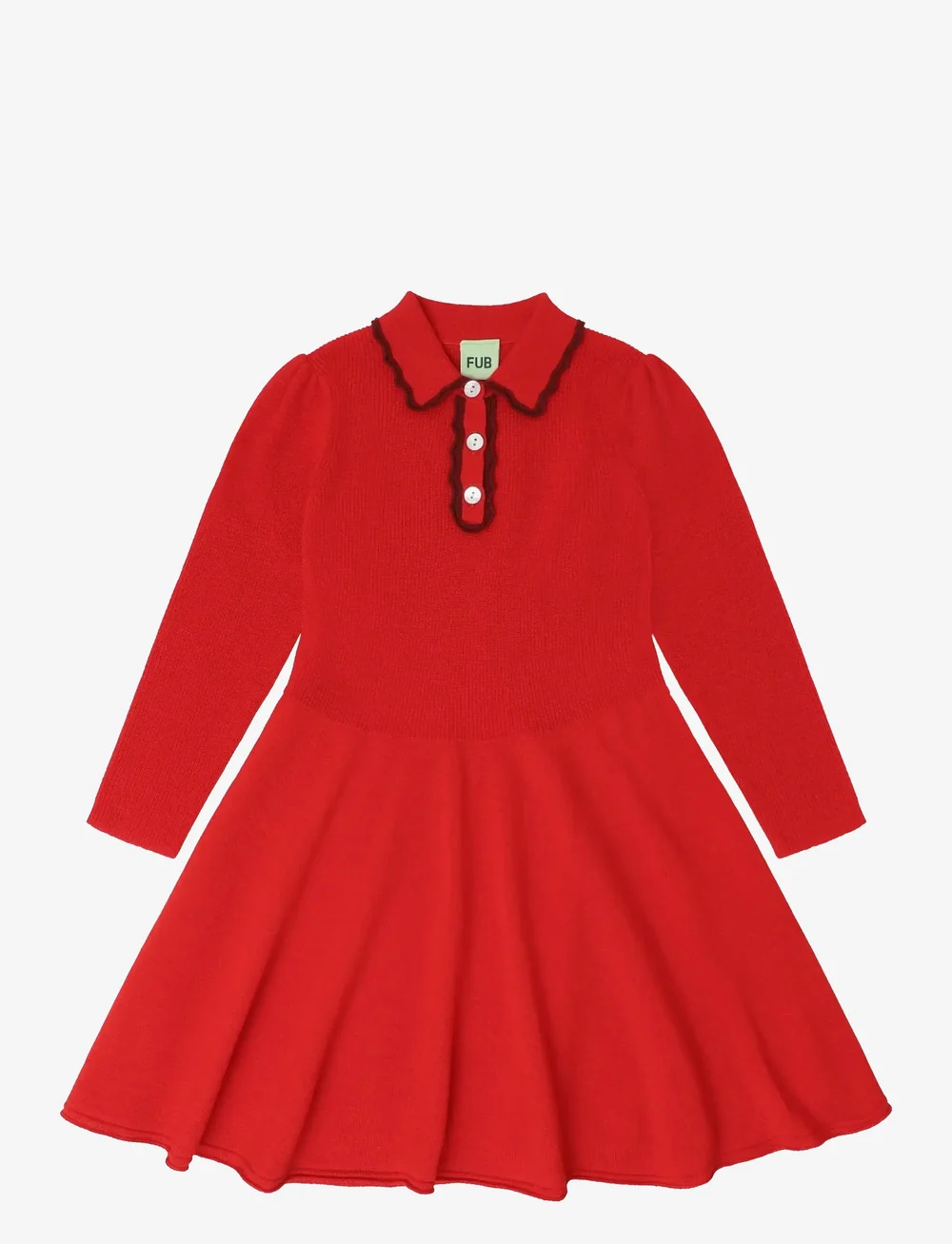 FUB - Peblum Dress - long-sleeved casual dresses - signal red - 0