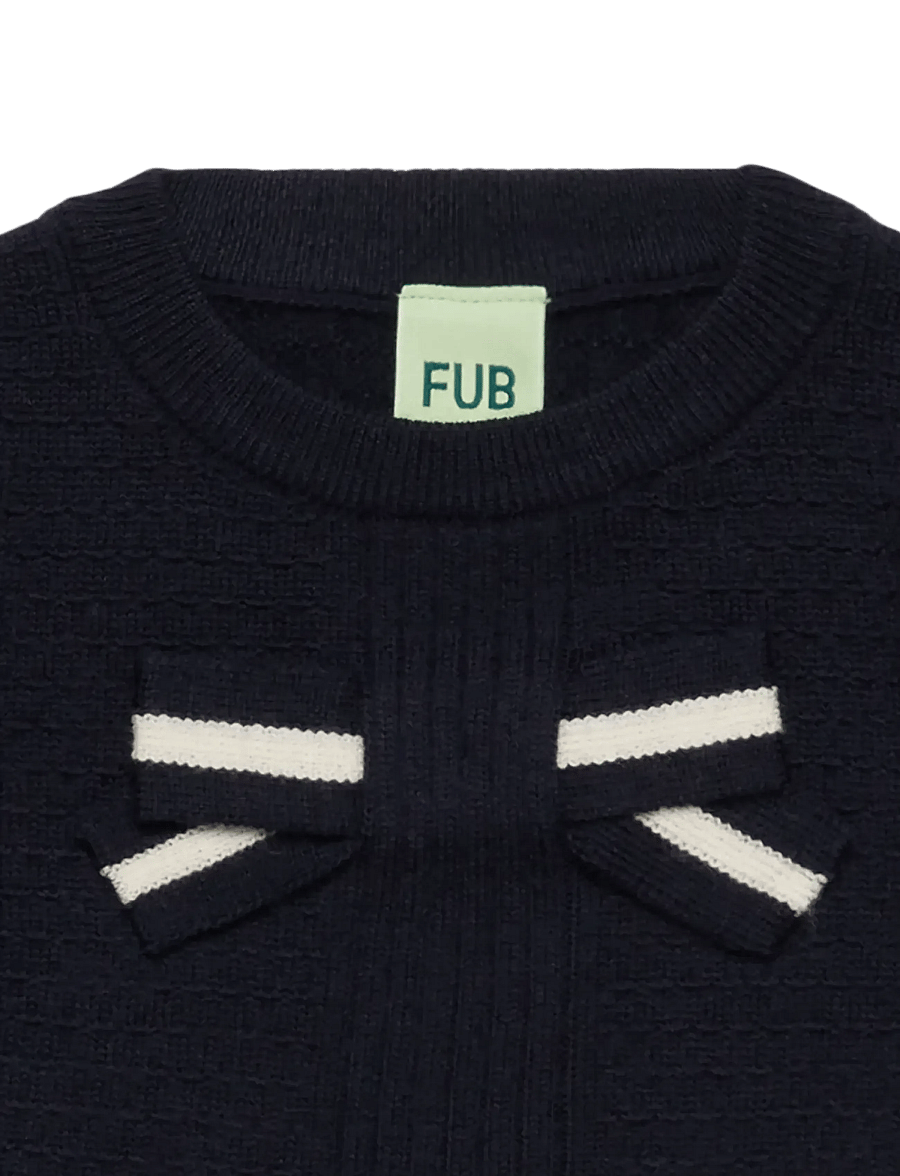 FUB - Bow Dress - langærmede hverdagskjoler - dark navy - 1