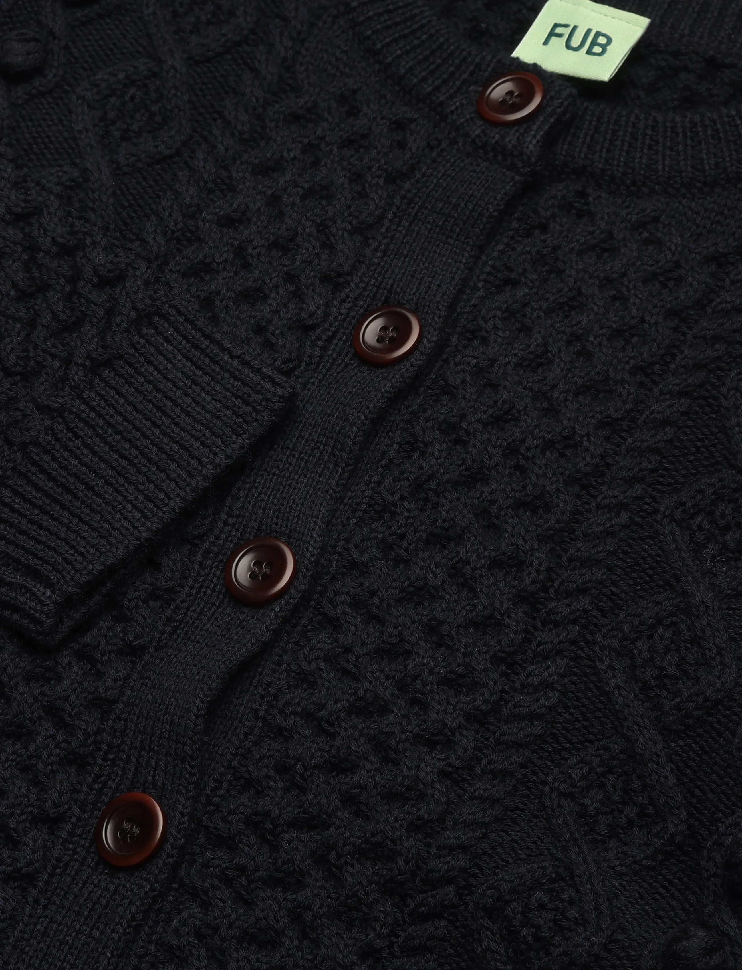 FUB - Aran Cardigan - hnepptar peysur - dark navy - 2